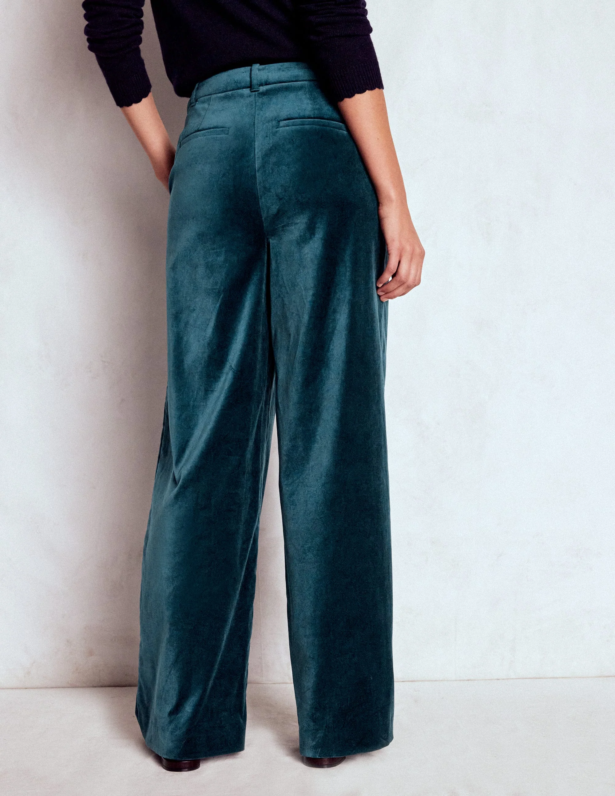 Belgravia Velvet Trousers-Midnight Teal - Image 3