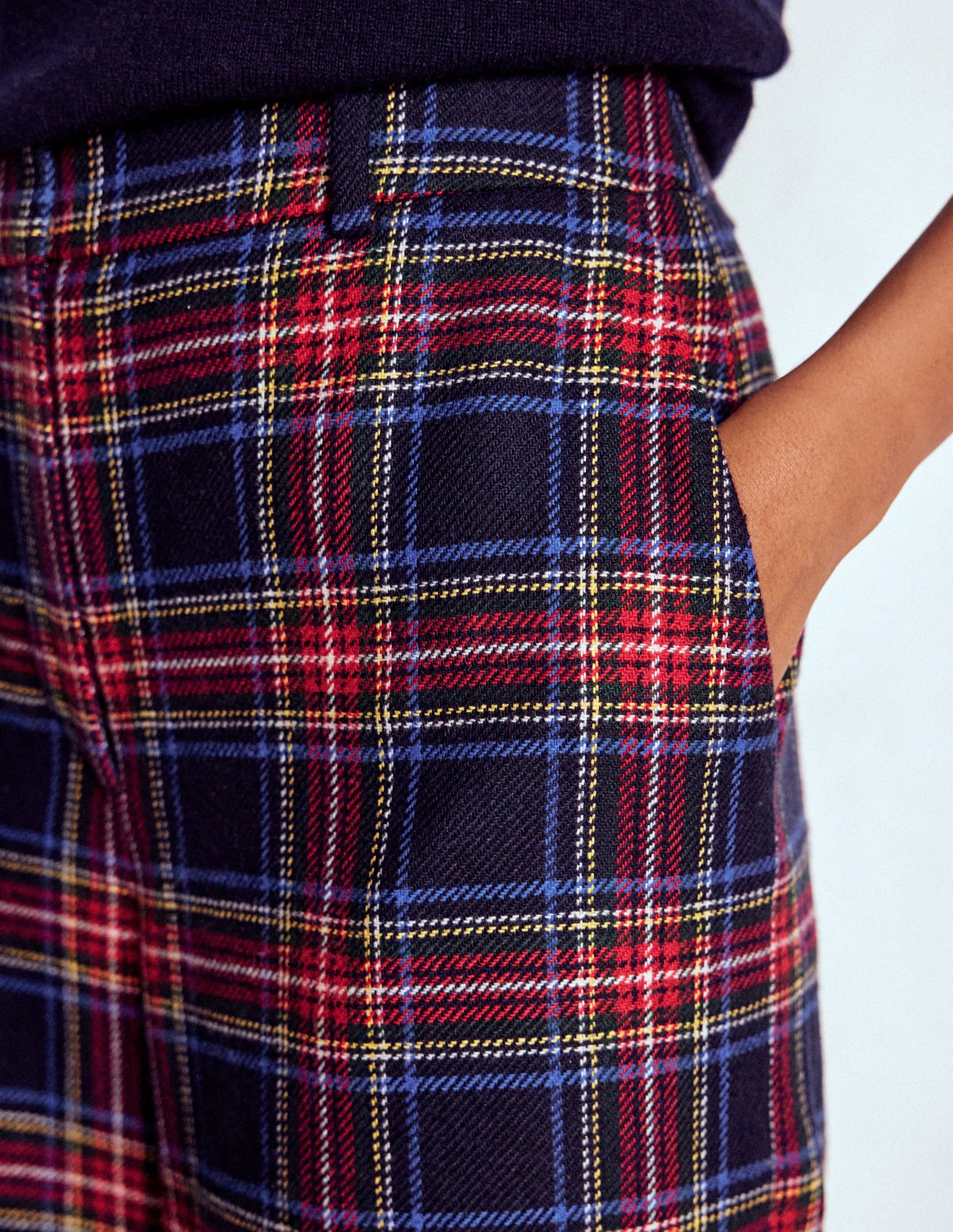 Belgravia Wool Trousers-Navy, Green and Red Check - Image 2