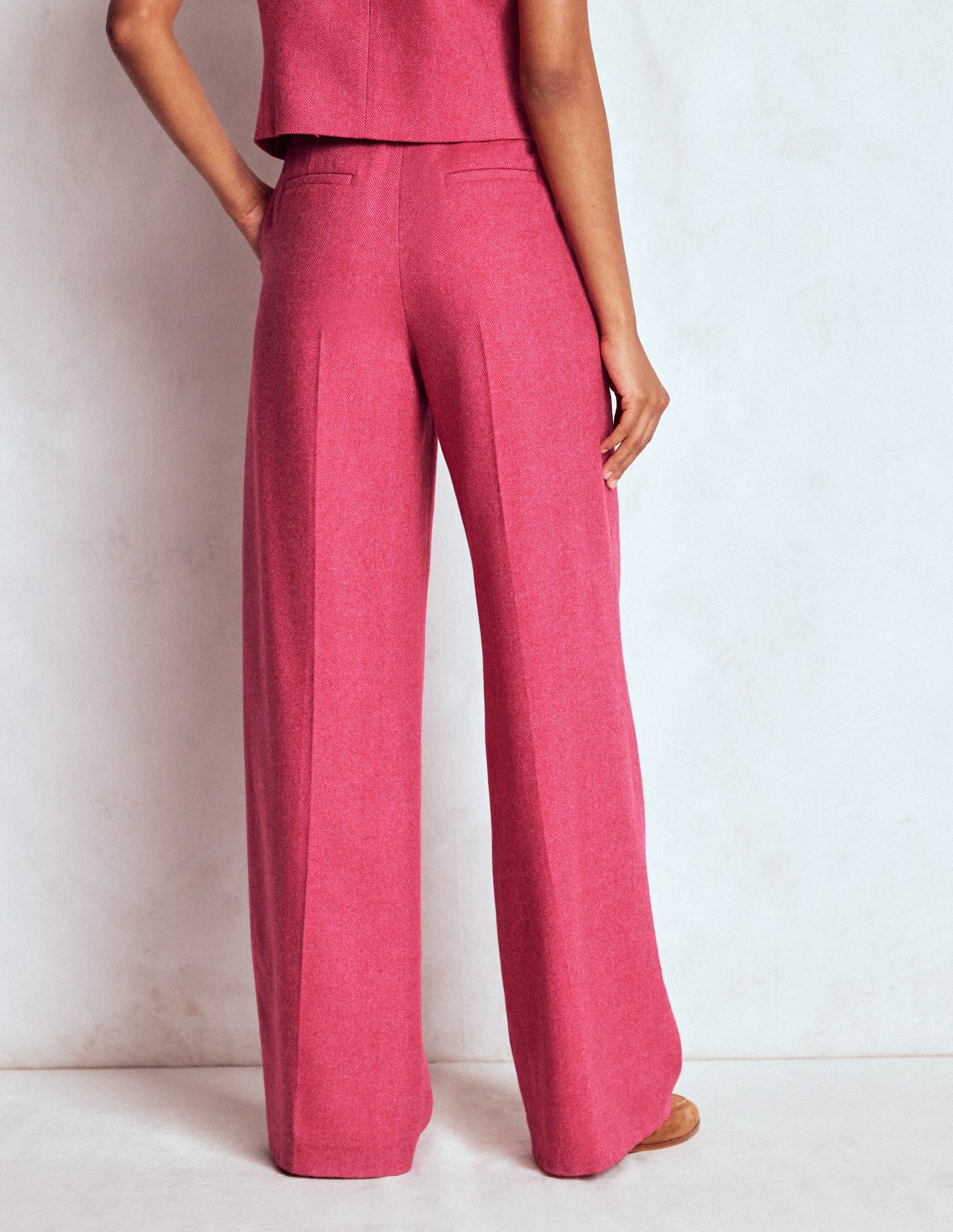 Belgravia Wool Trousers-Red and Pink Wide Herringbone - Image 3