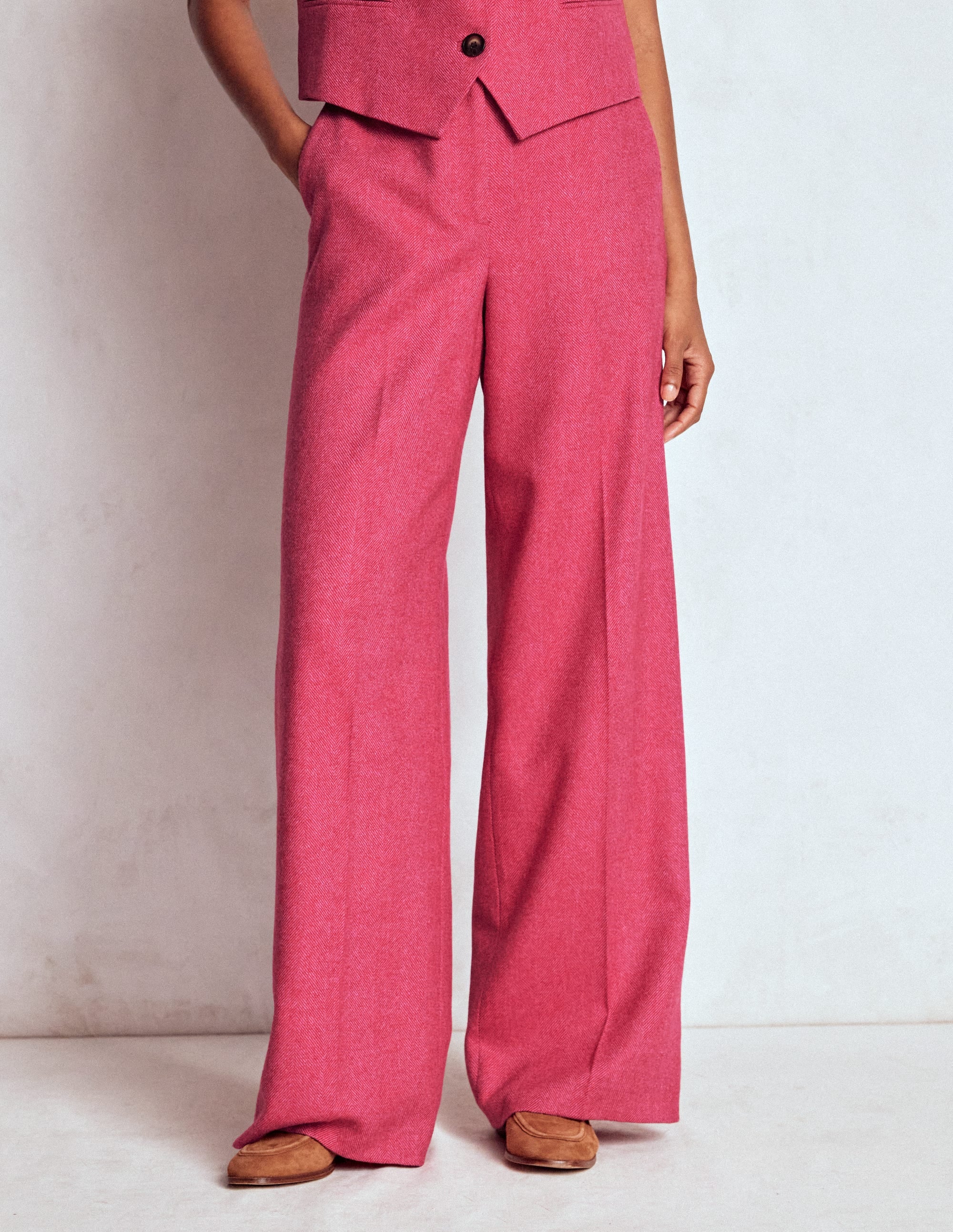 Belgravia Wool Trousers-Red and Pink Wide Herringbone - Image 5