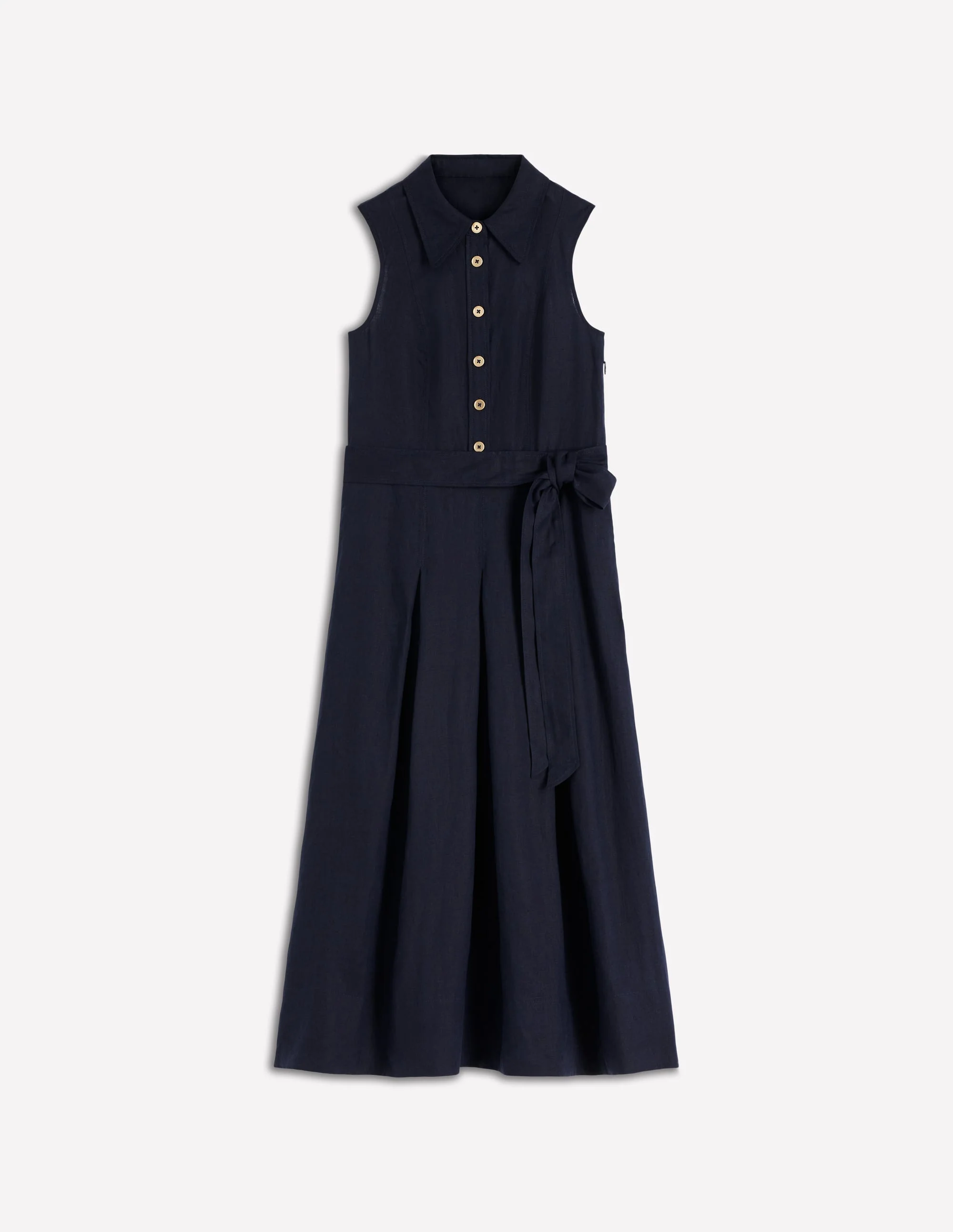 Belinda Linen Shirt Dress-Navy - Image 4