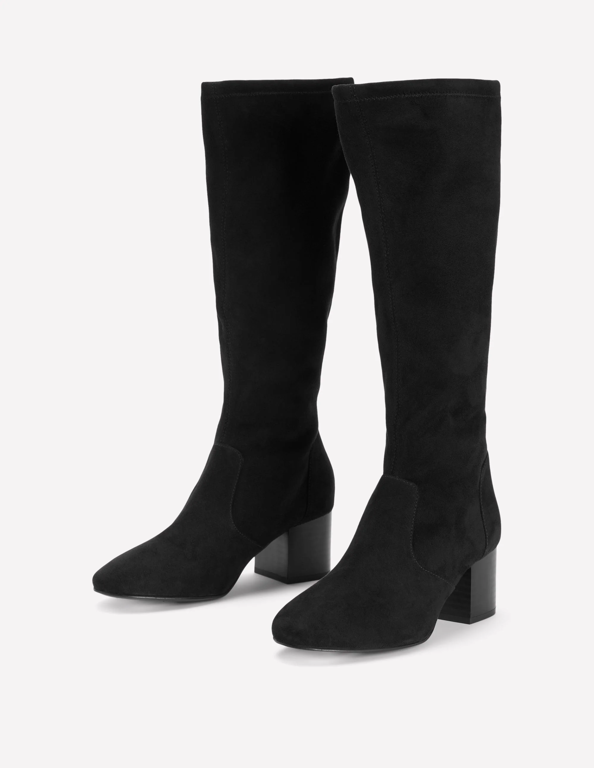 Block Heel Stretch Boots-Black - Image 3