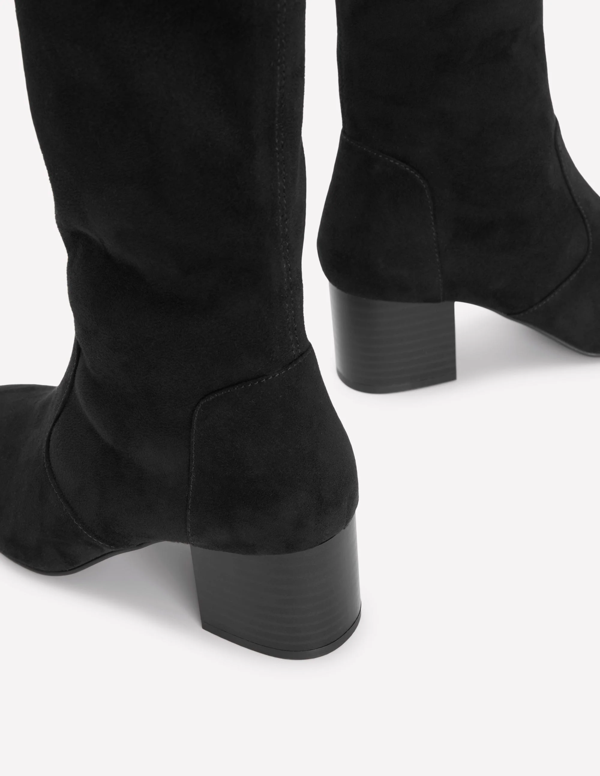 Block Heel Stretch Boots-Black - Image 4
