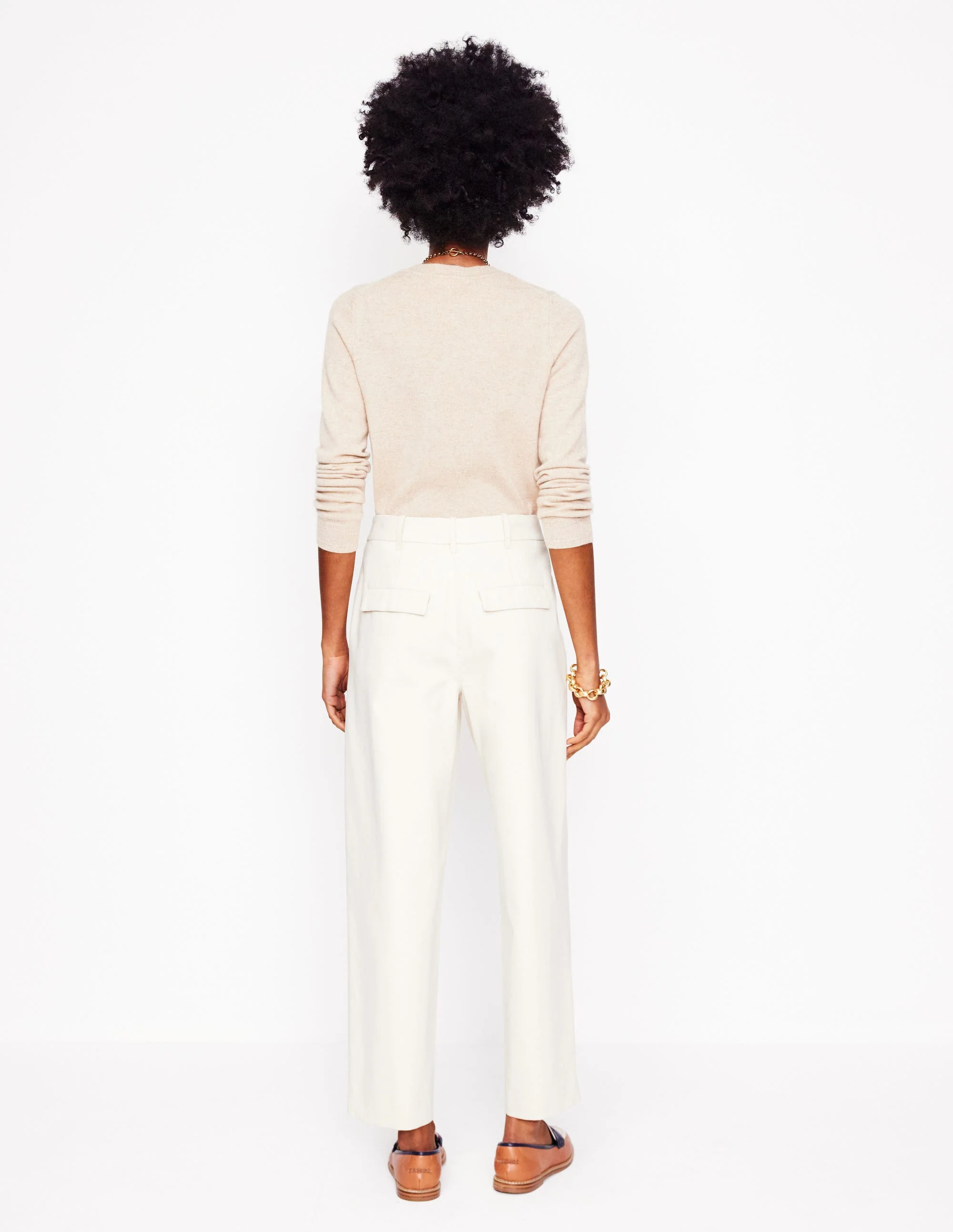 Bloomsbury Cotton Trousers-Off White - Image 3