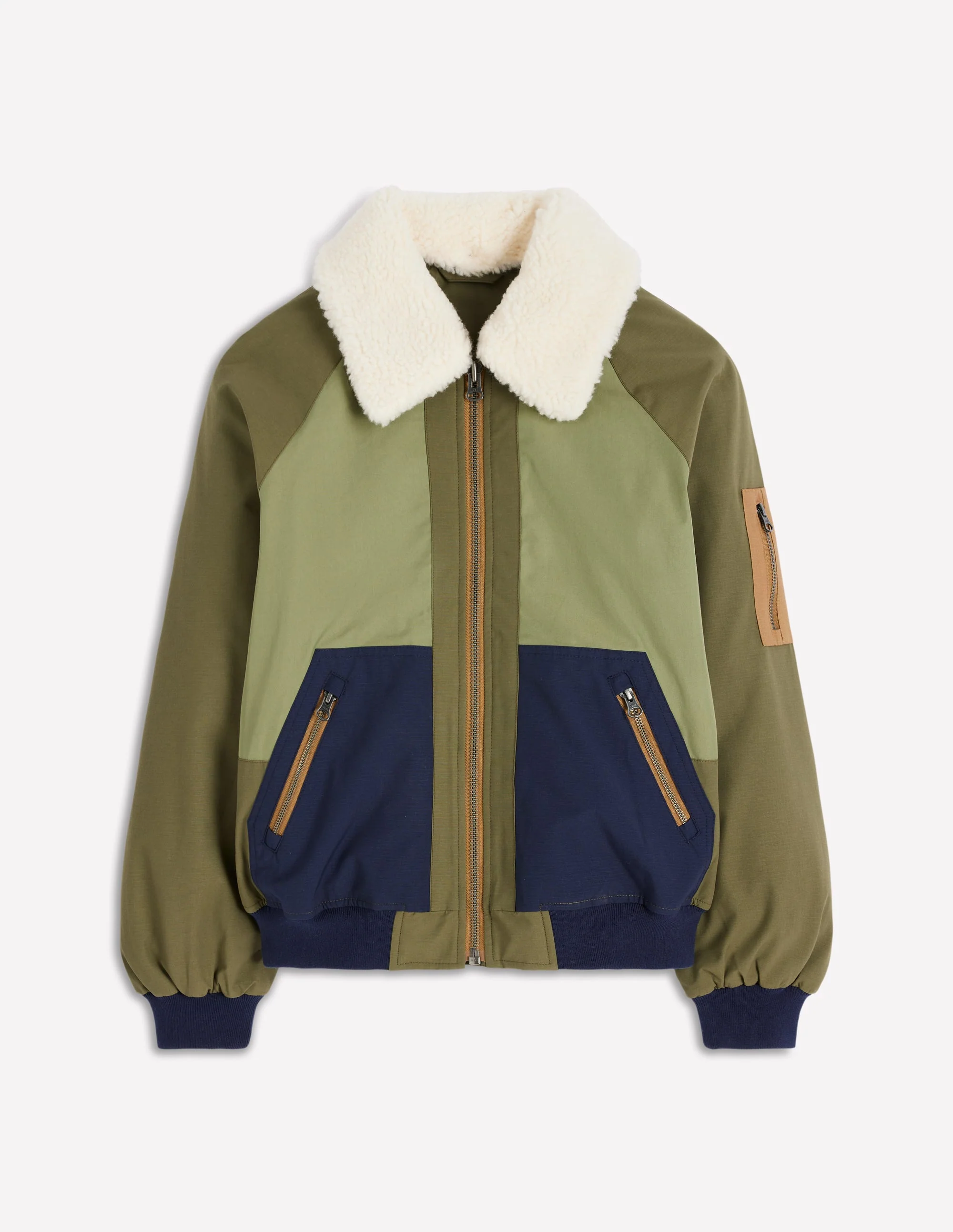 Borg Detail Bomber Jacket-Woodland Green - Image 7