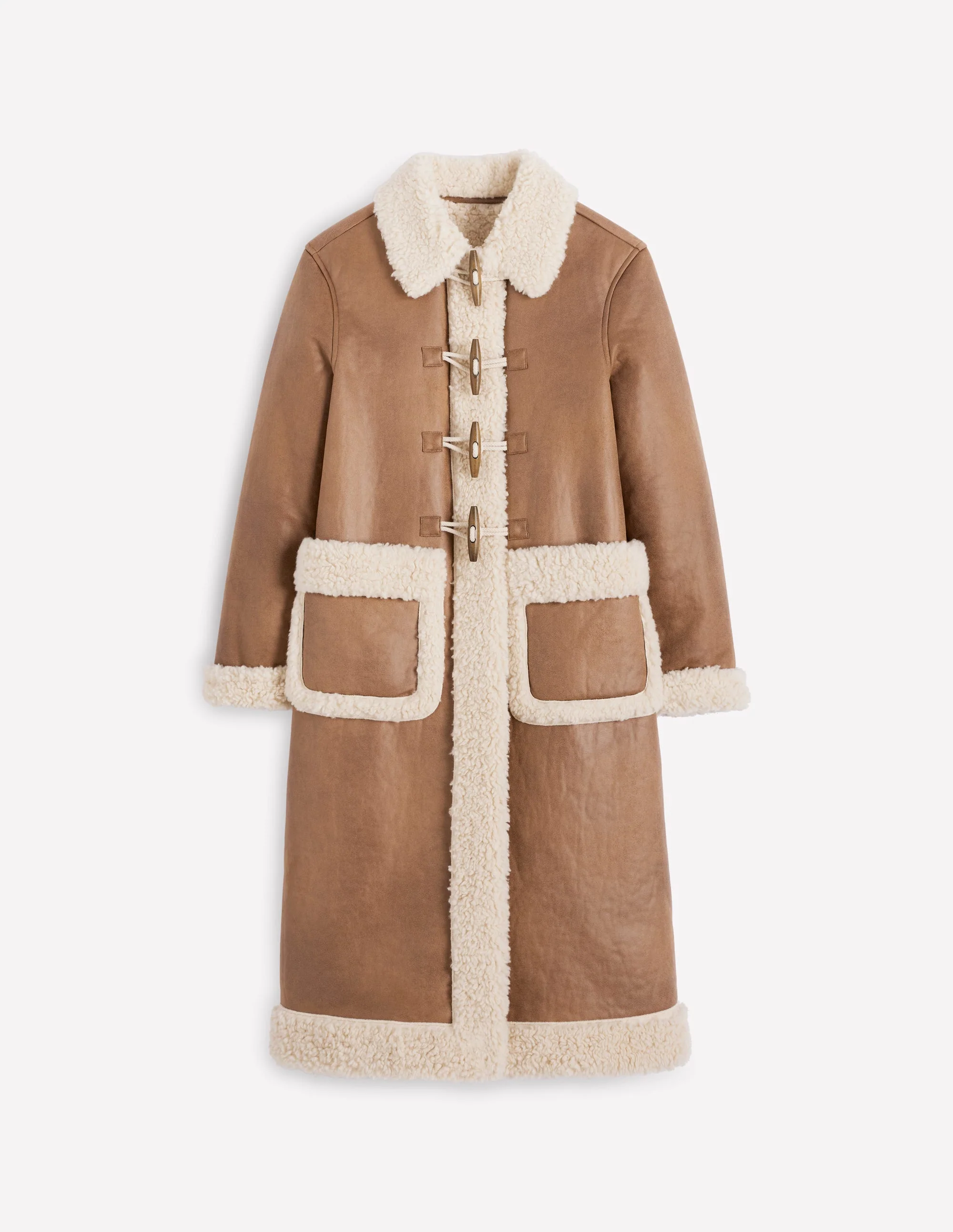 Borg Duffle Coat-Camel, Natural Borg - Image 7