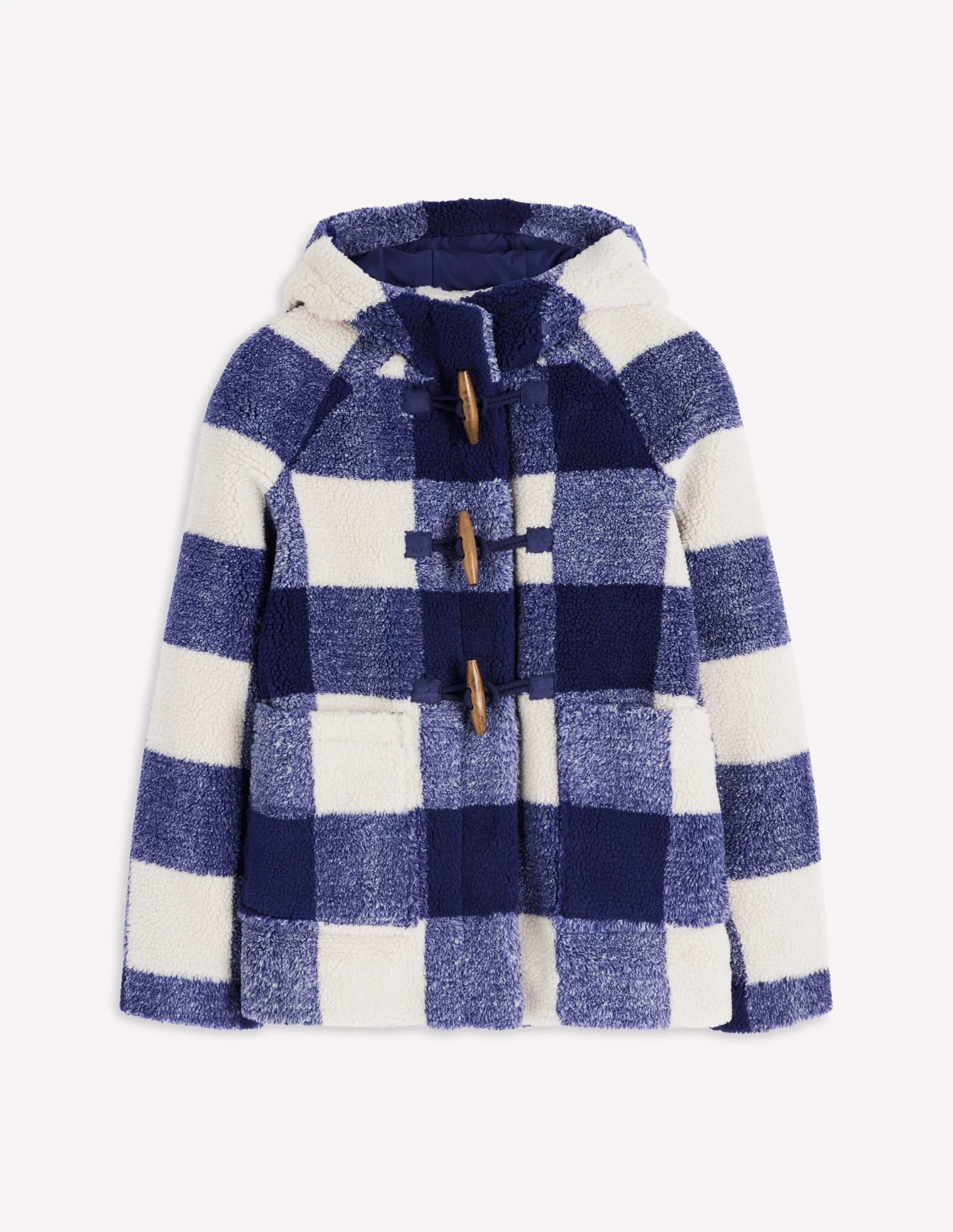 Borg Duffle Coat-College Navy Gingham - Image 8