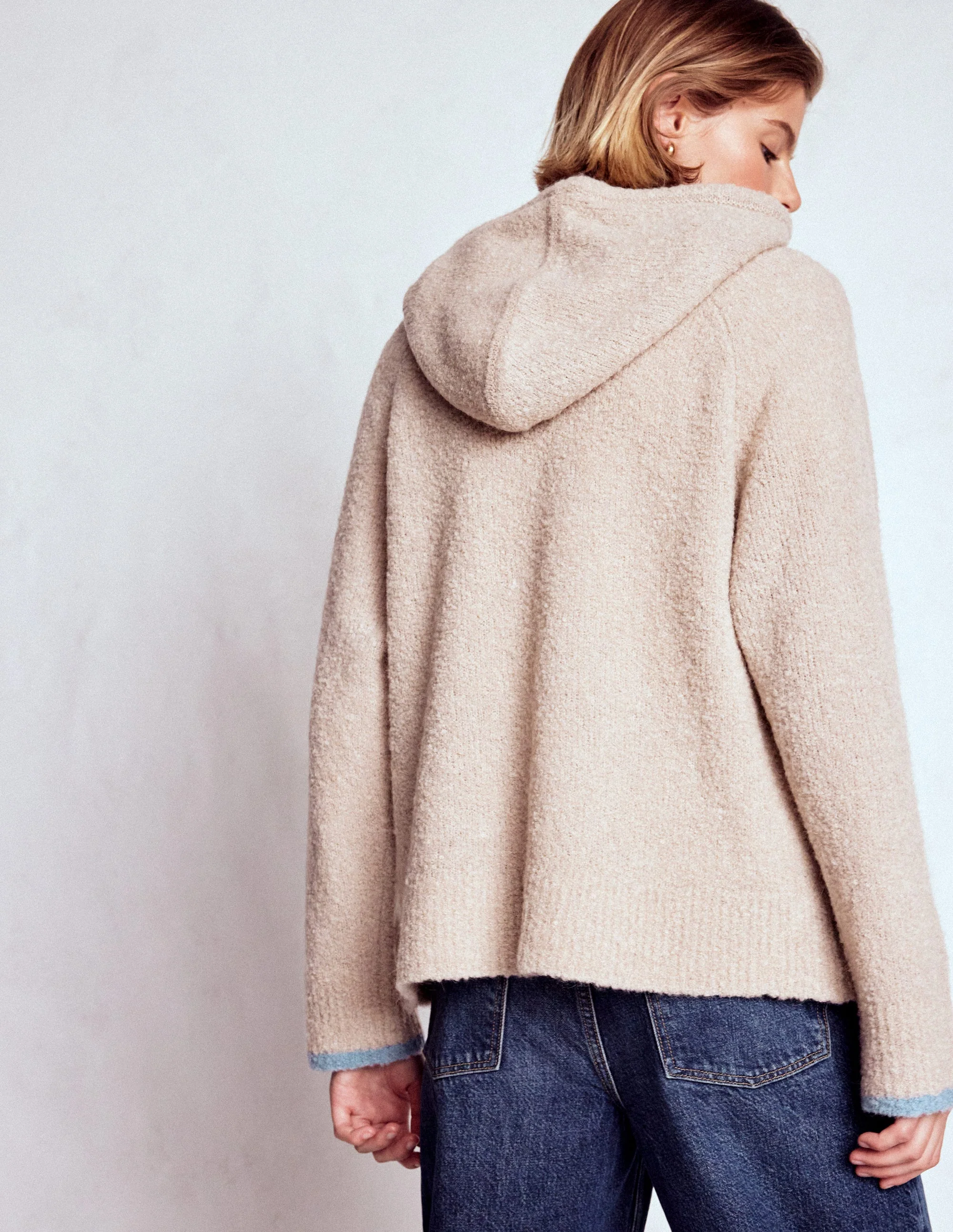 Bouclé Raglan Hoodie-Chinchilla Melange - Image 3