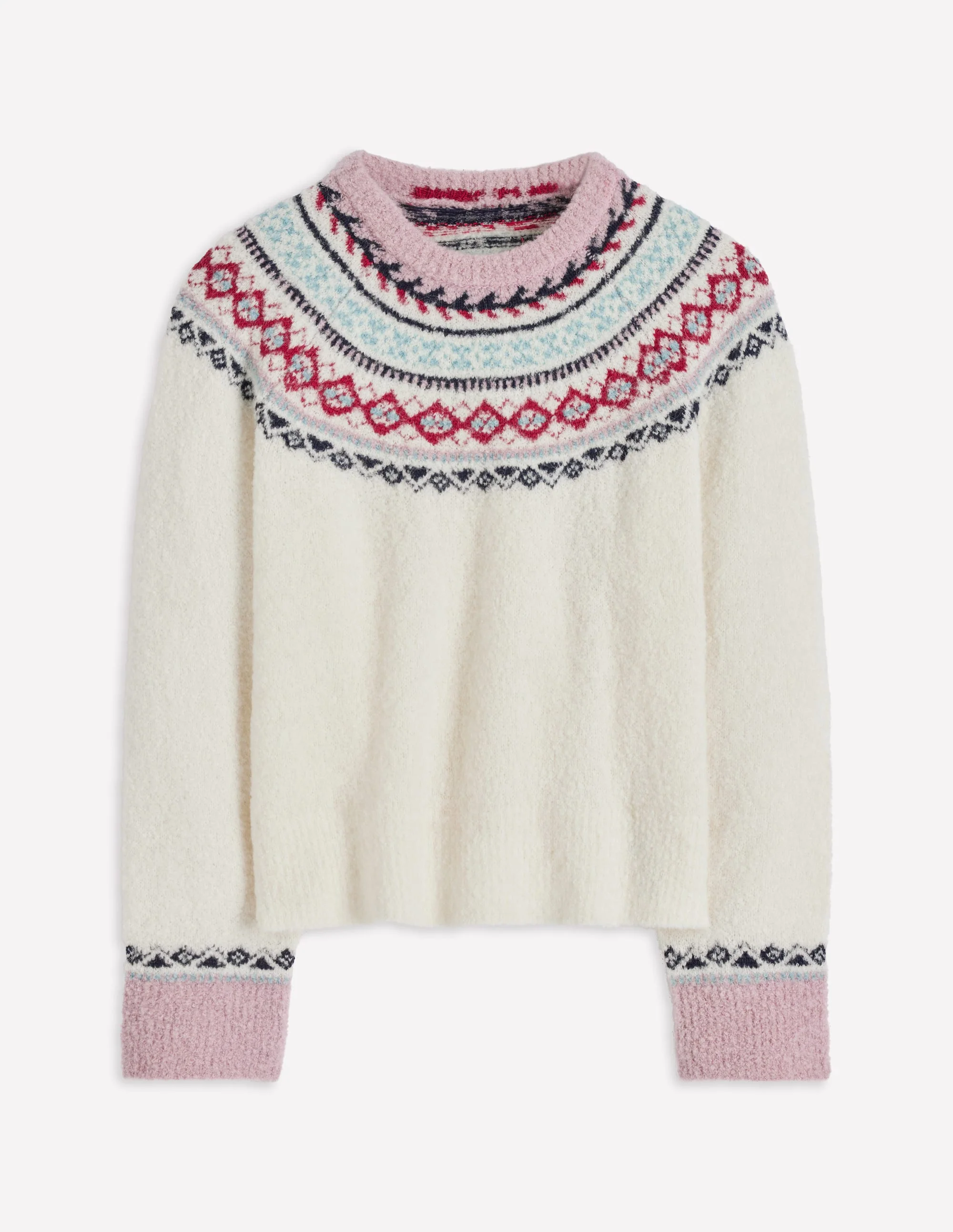 Bouclé Raglan Jumper-Warm Ivory Fair Isle - Image 7