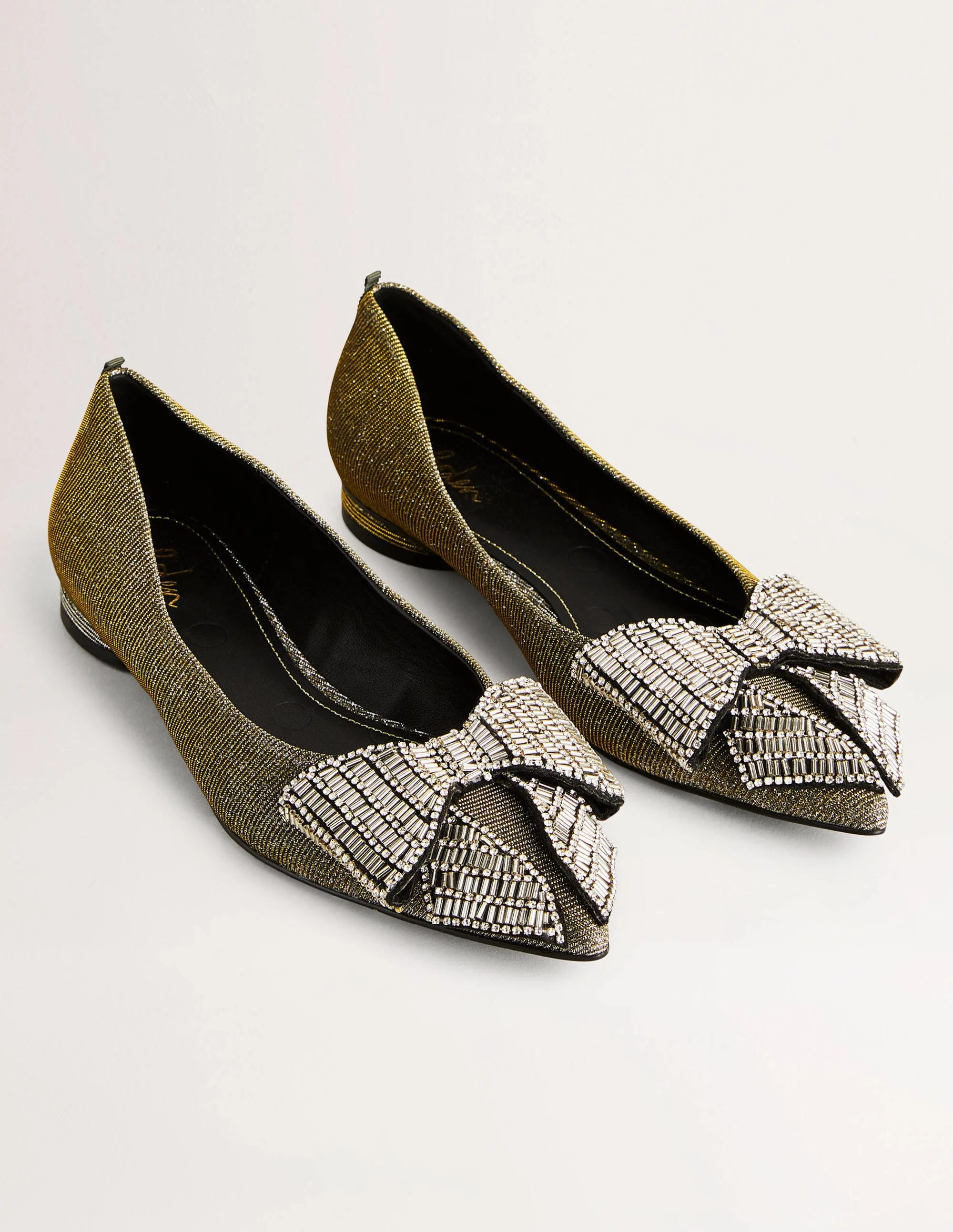 Bow Embellished Pointed Flats-Metallic - Image 2