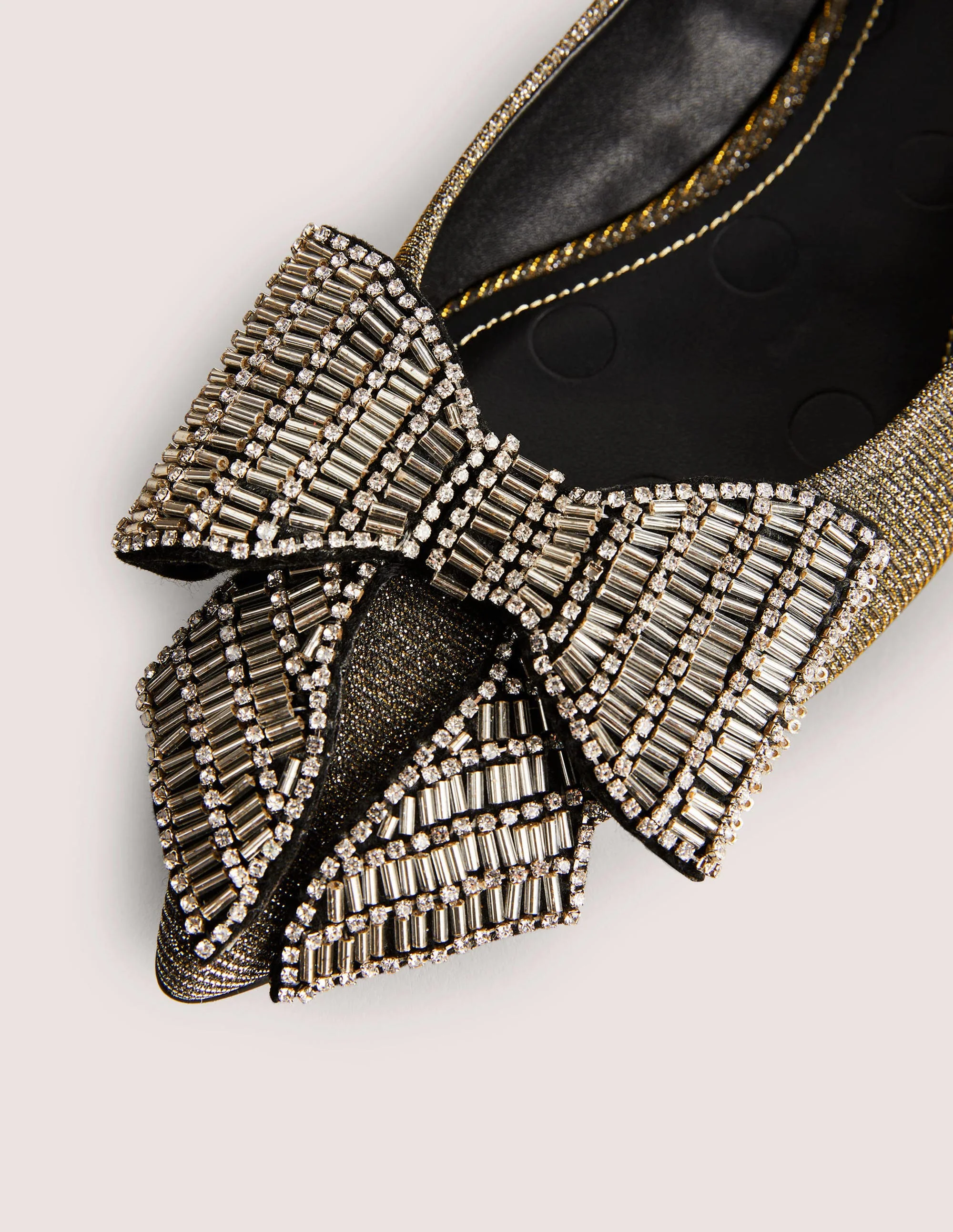 Bow Embellished Pointed Flats-Metallic - Image 4