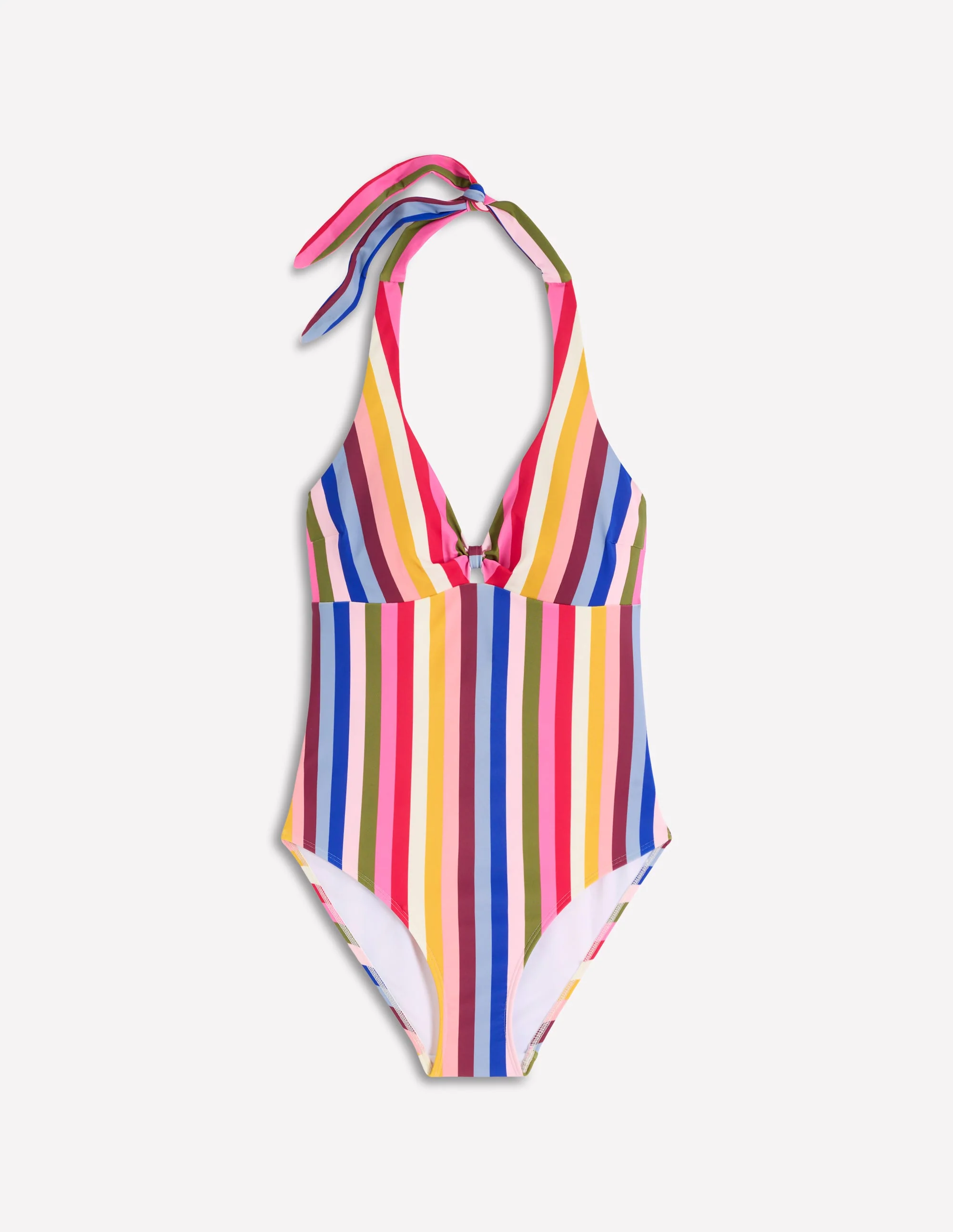 Bow Halter Swimsuit-Multi Stripe - Image 9