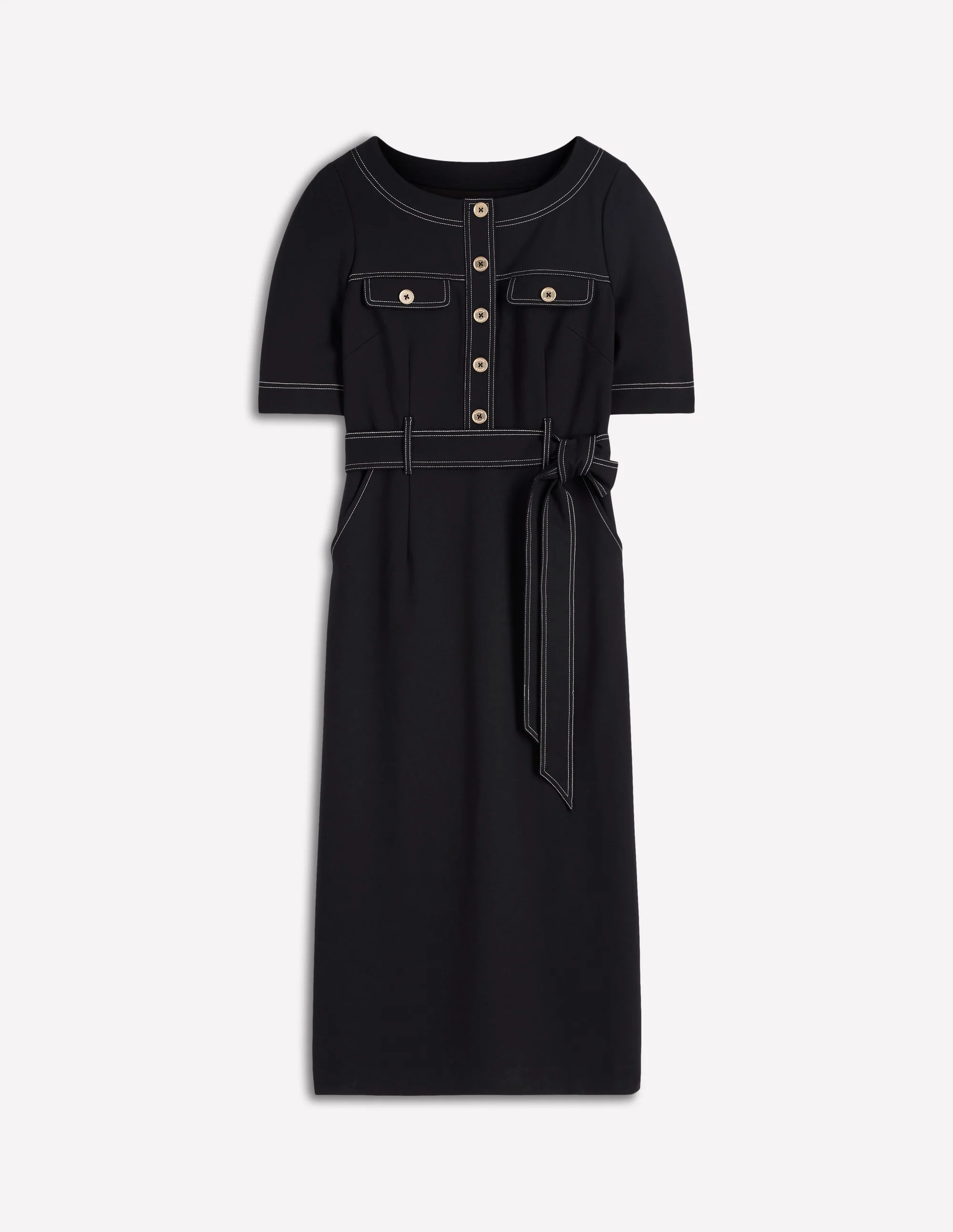 Bria Ponte Midi Dress-Black - Image 5