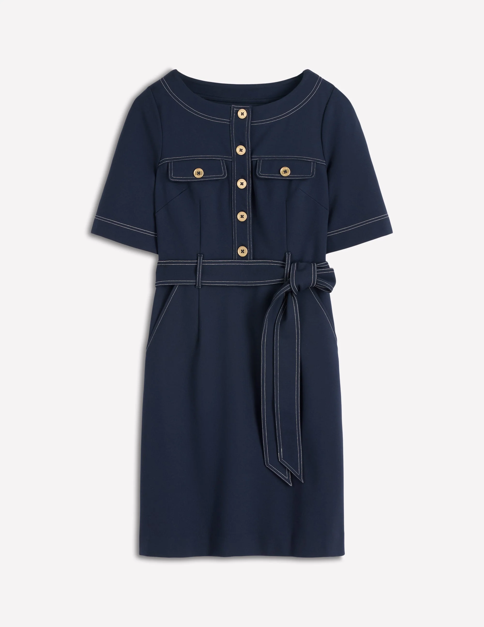 Bria Ponte Shift Dress-Navy - Image 5