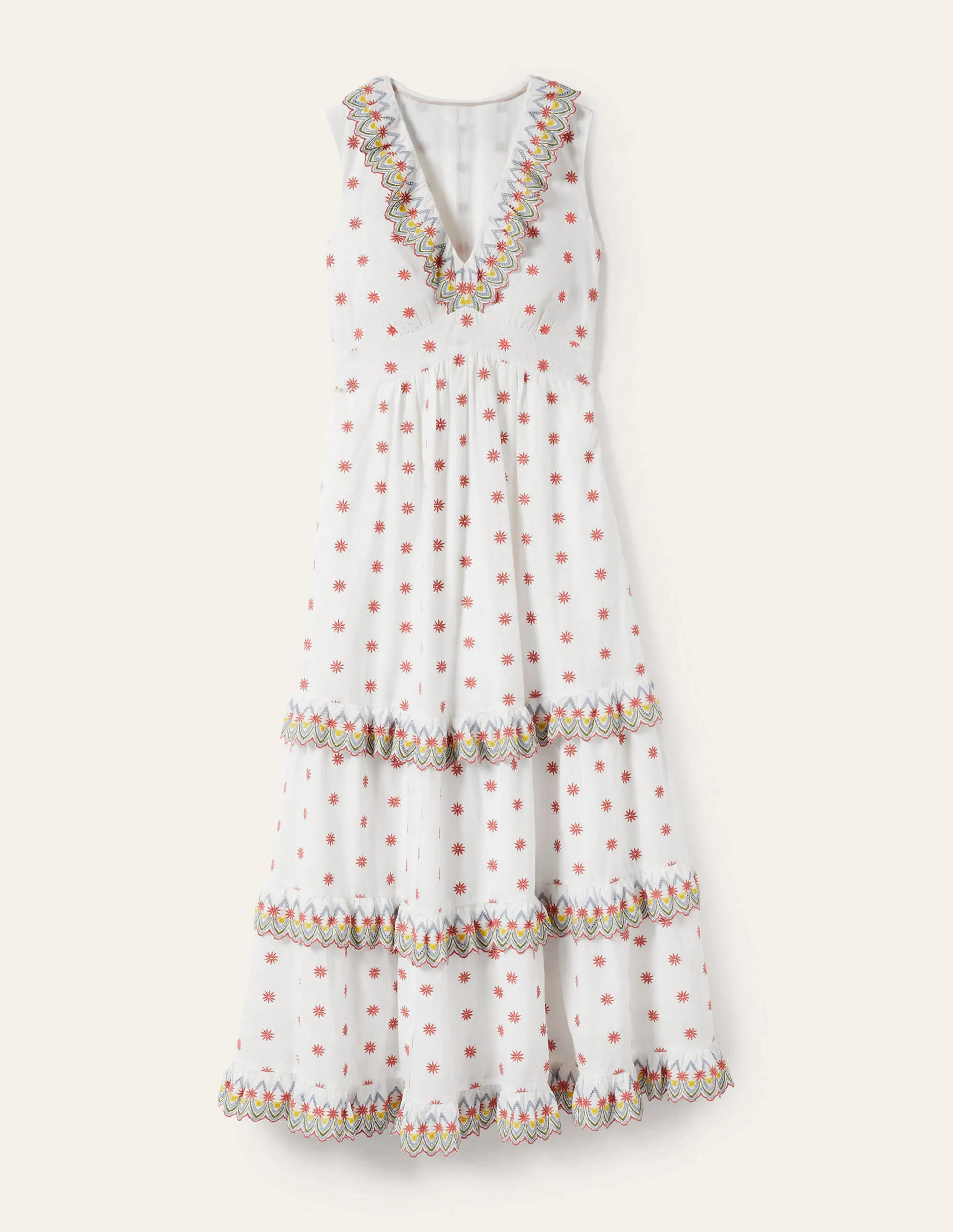 Broderie Ruffle Maxi Dress-White - Image 6