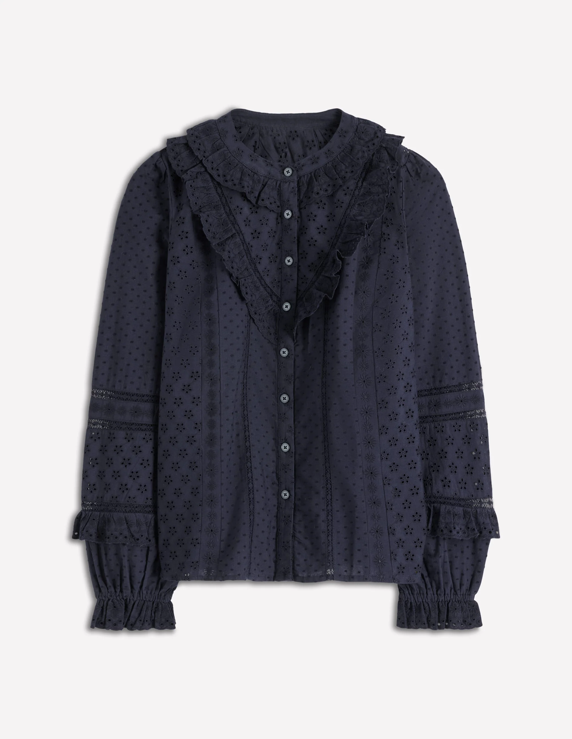 Broderie Ruffle Top-Navy - Image 2