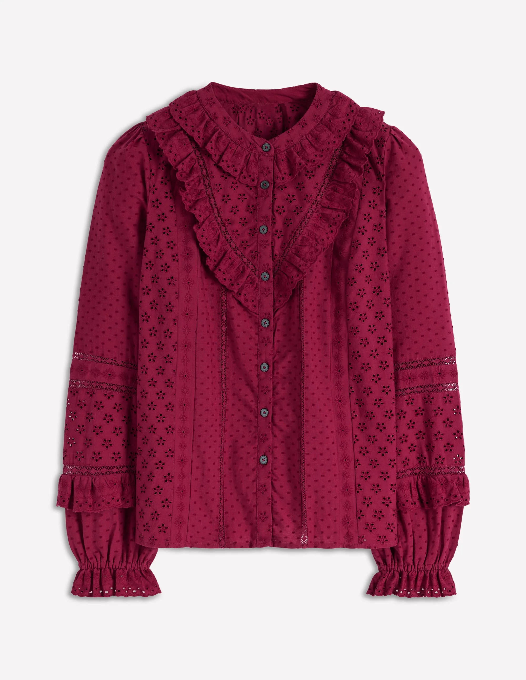 Broderie Ruffle Top-Ruby Red - Image 6