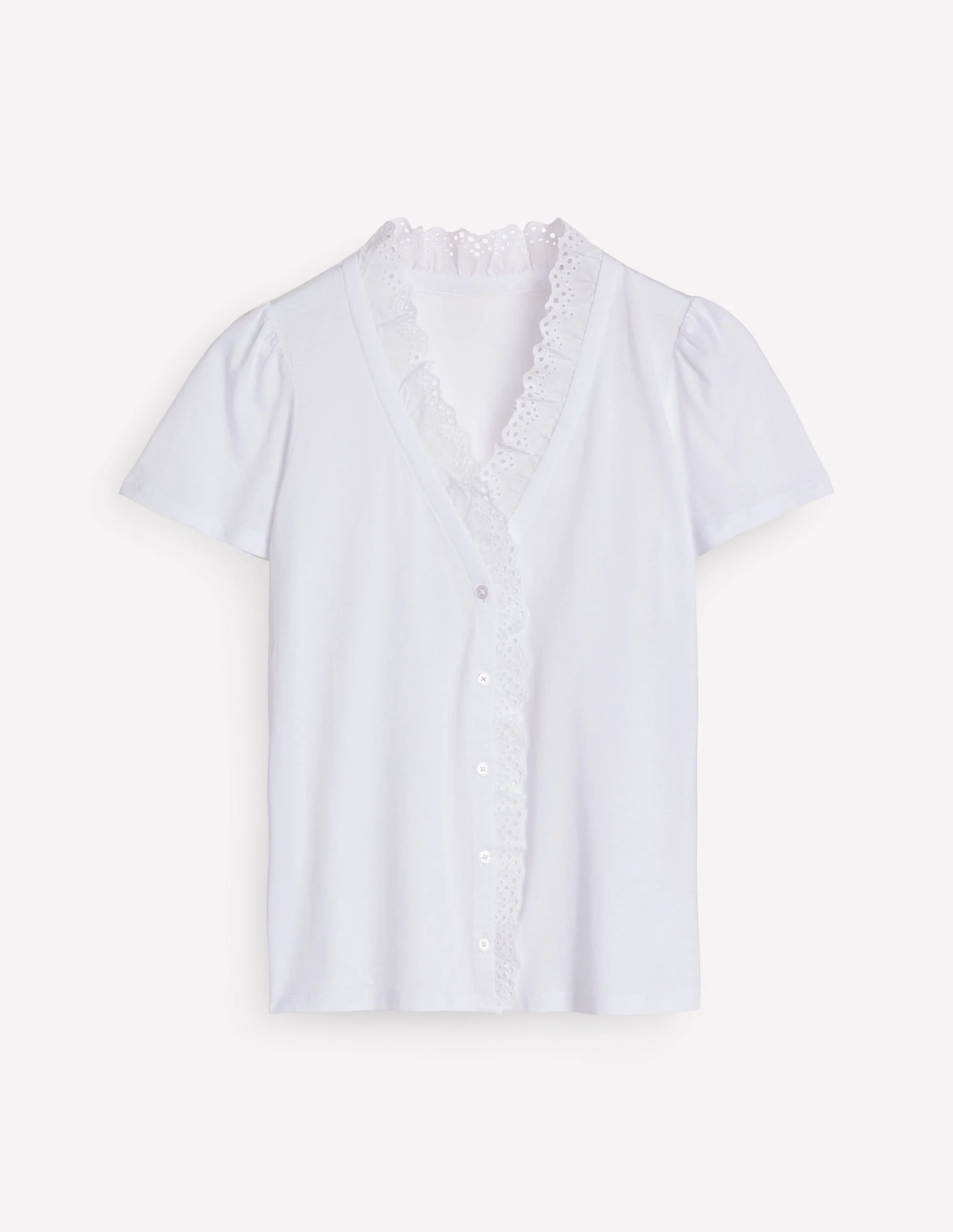 Broderie V-Neck Top-White - Image 6