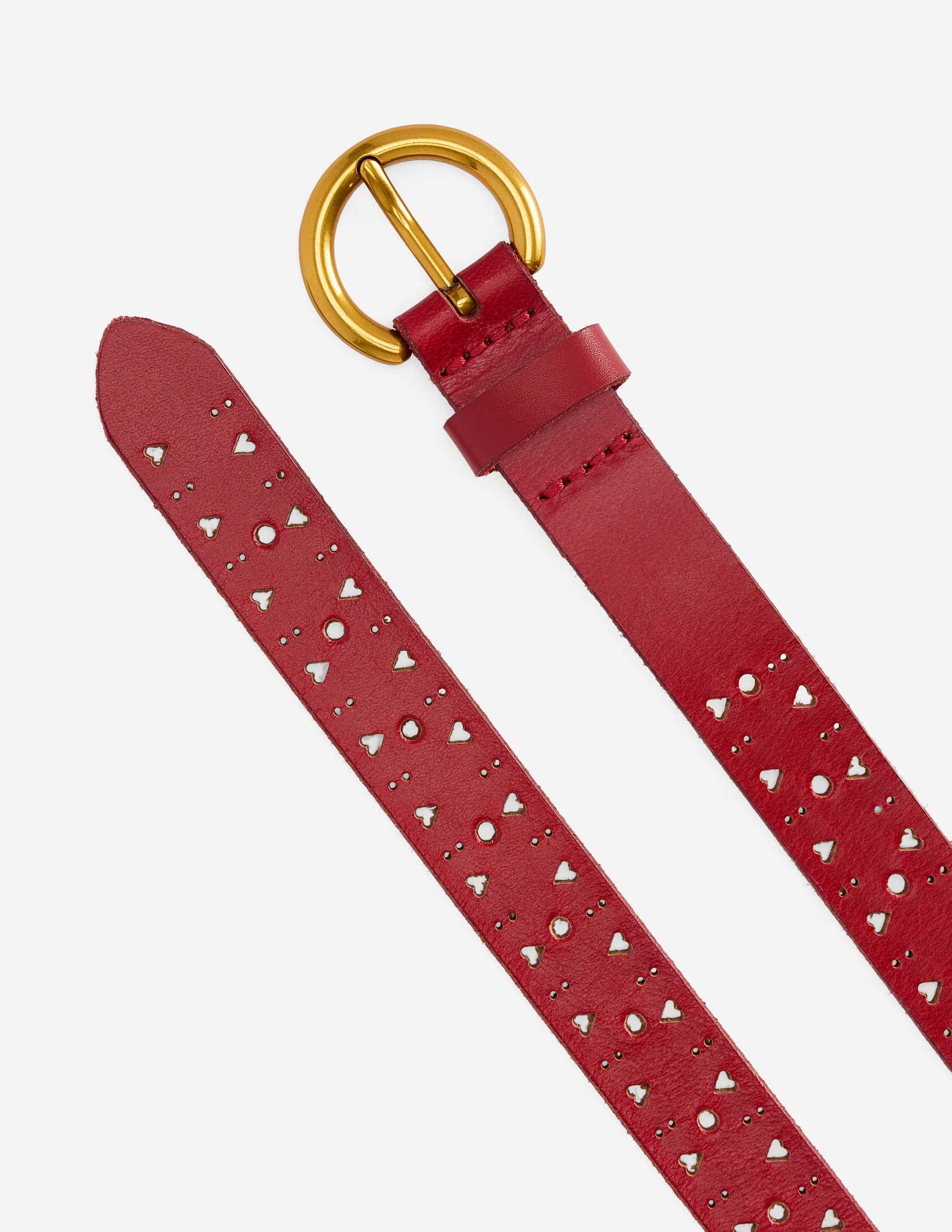 Brogue Cut Belt-Red - Image 3