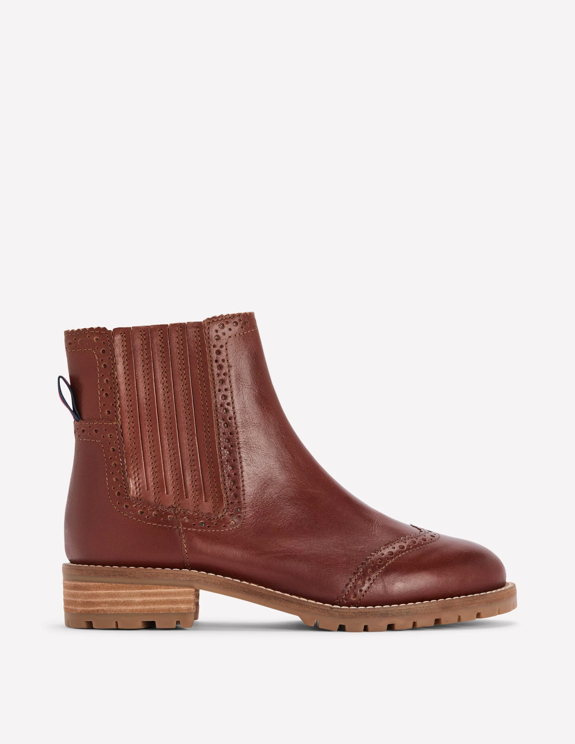 Brogue Detail Chelsea Boots-Tan