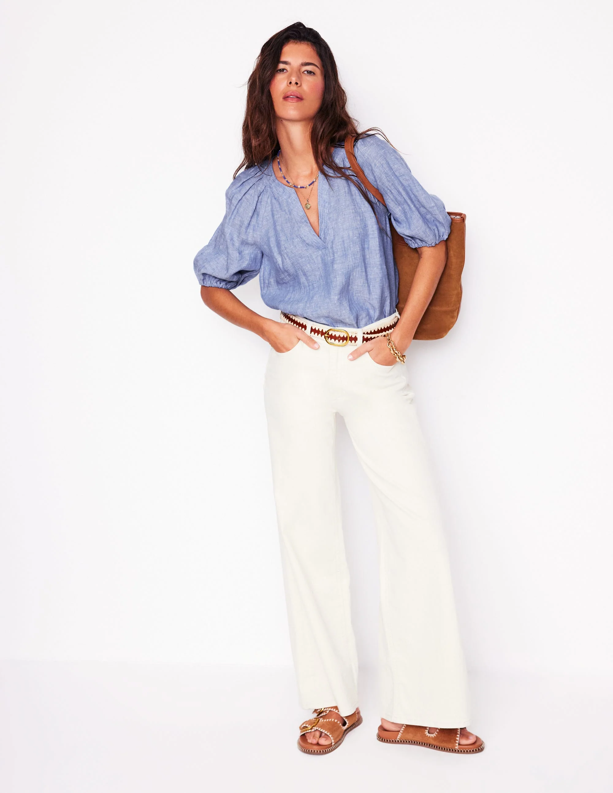 Brooke Linen Top-Chambray - Image 3