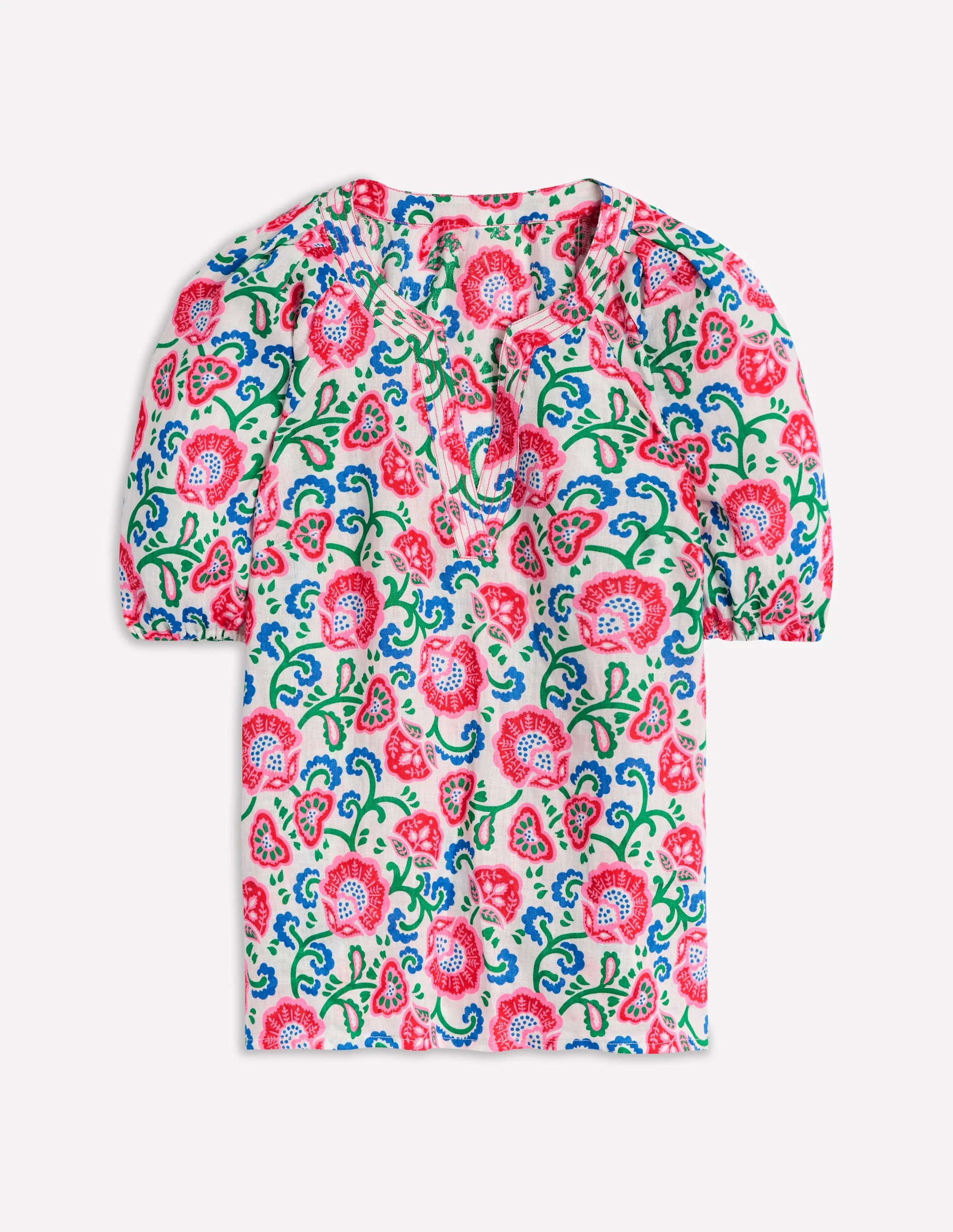 Brooke Linen Top-Ivory, Garden Vine - Image 5