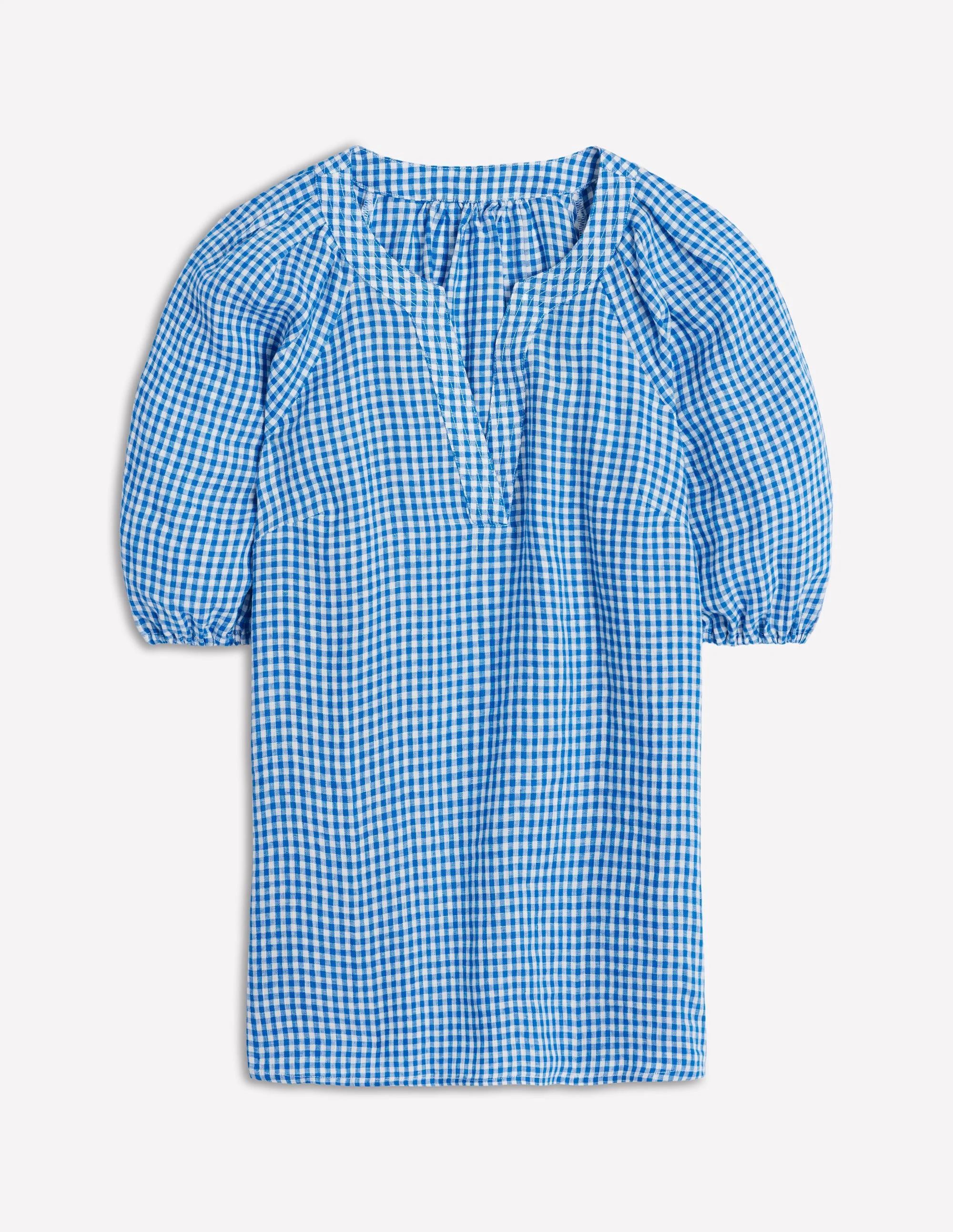 Brooke Linen Top-Kingfisher Blue Micro Gingham - Image 7