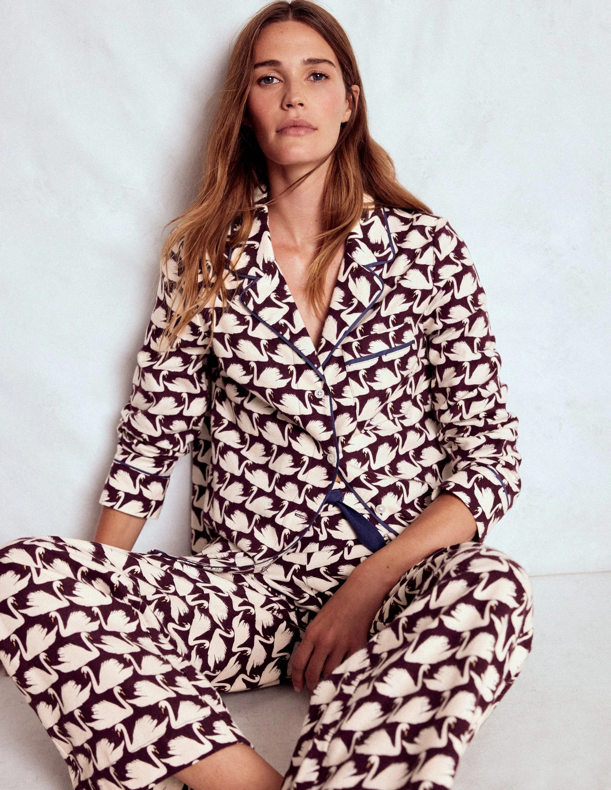 Brushed Cotton Pyjama Shirt-Winetasting, Geo Swan - Image 2