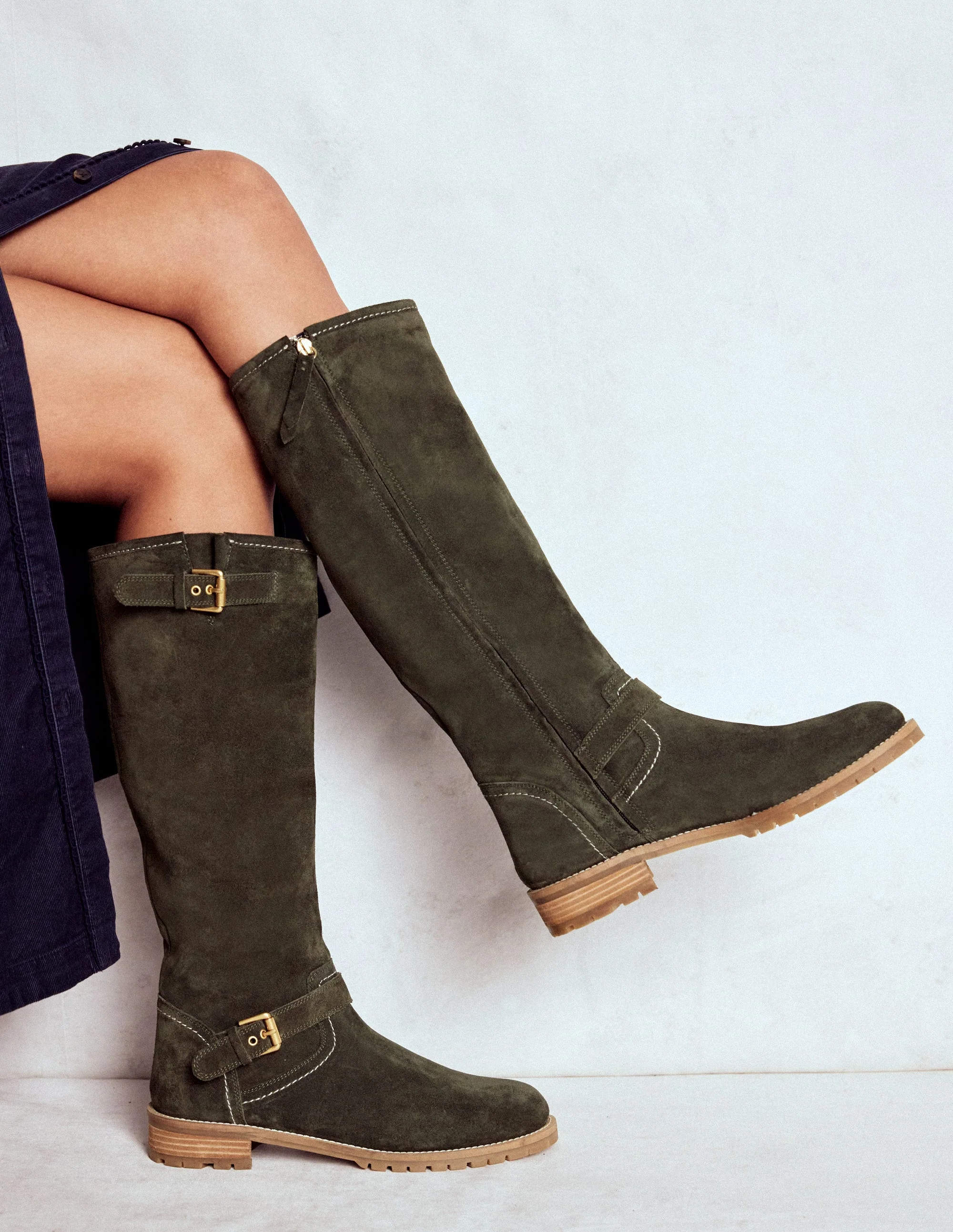 Buckle Knee High Boots-Woodland Green - Image 2