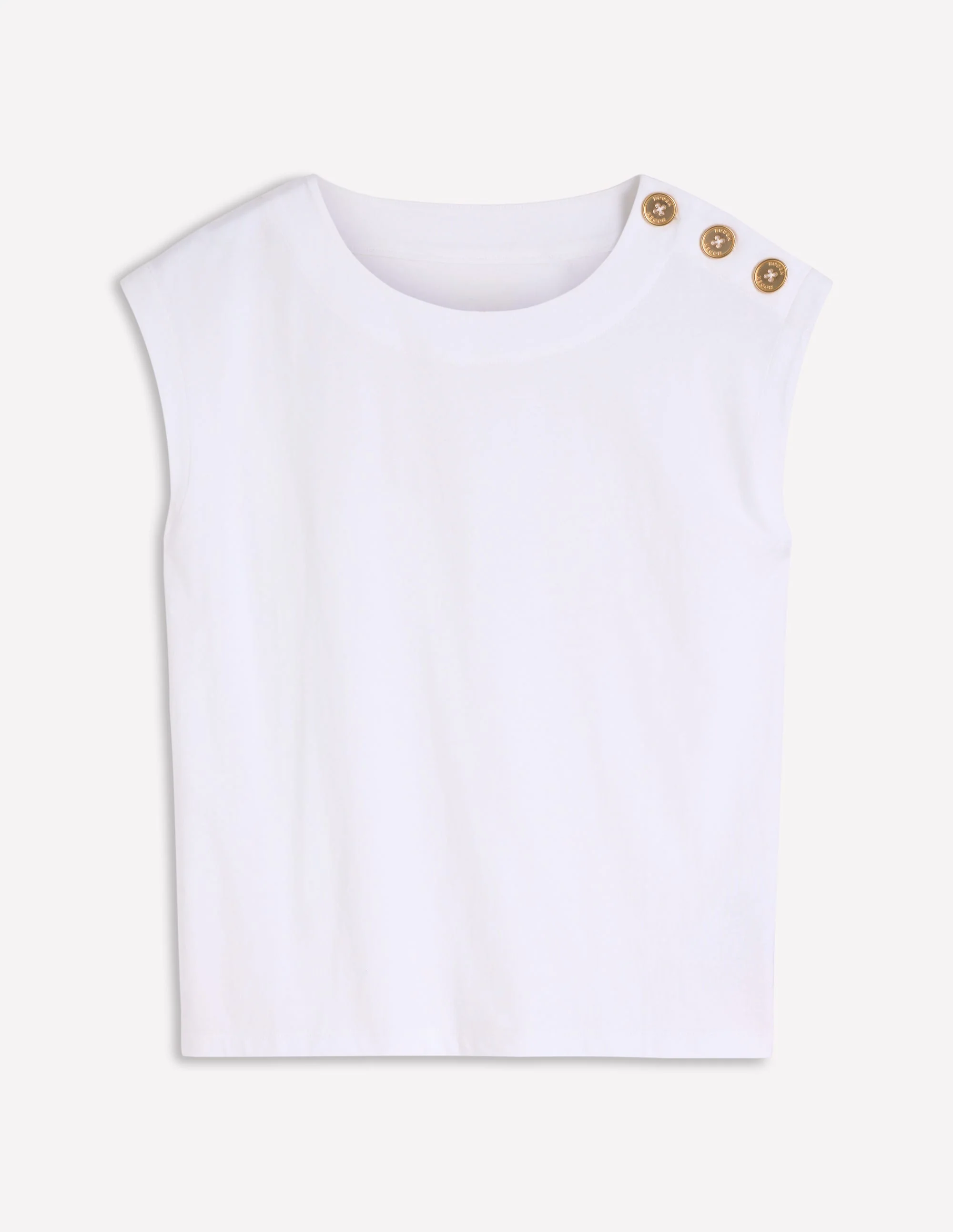 Button Detail T-Shirt-White - Image 5