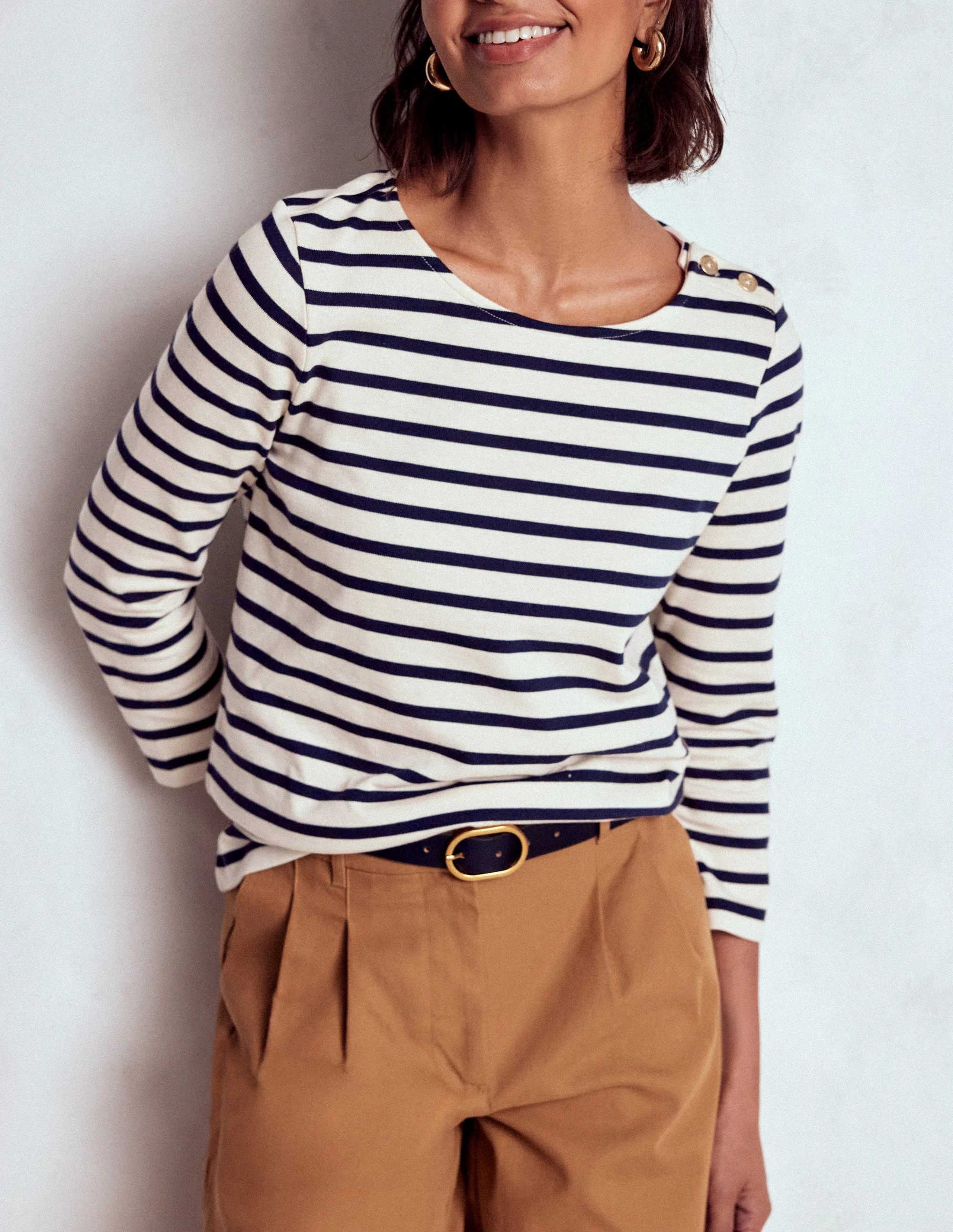 Button Mariner Breton-Ivory and Navy Stripe - Image 2