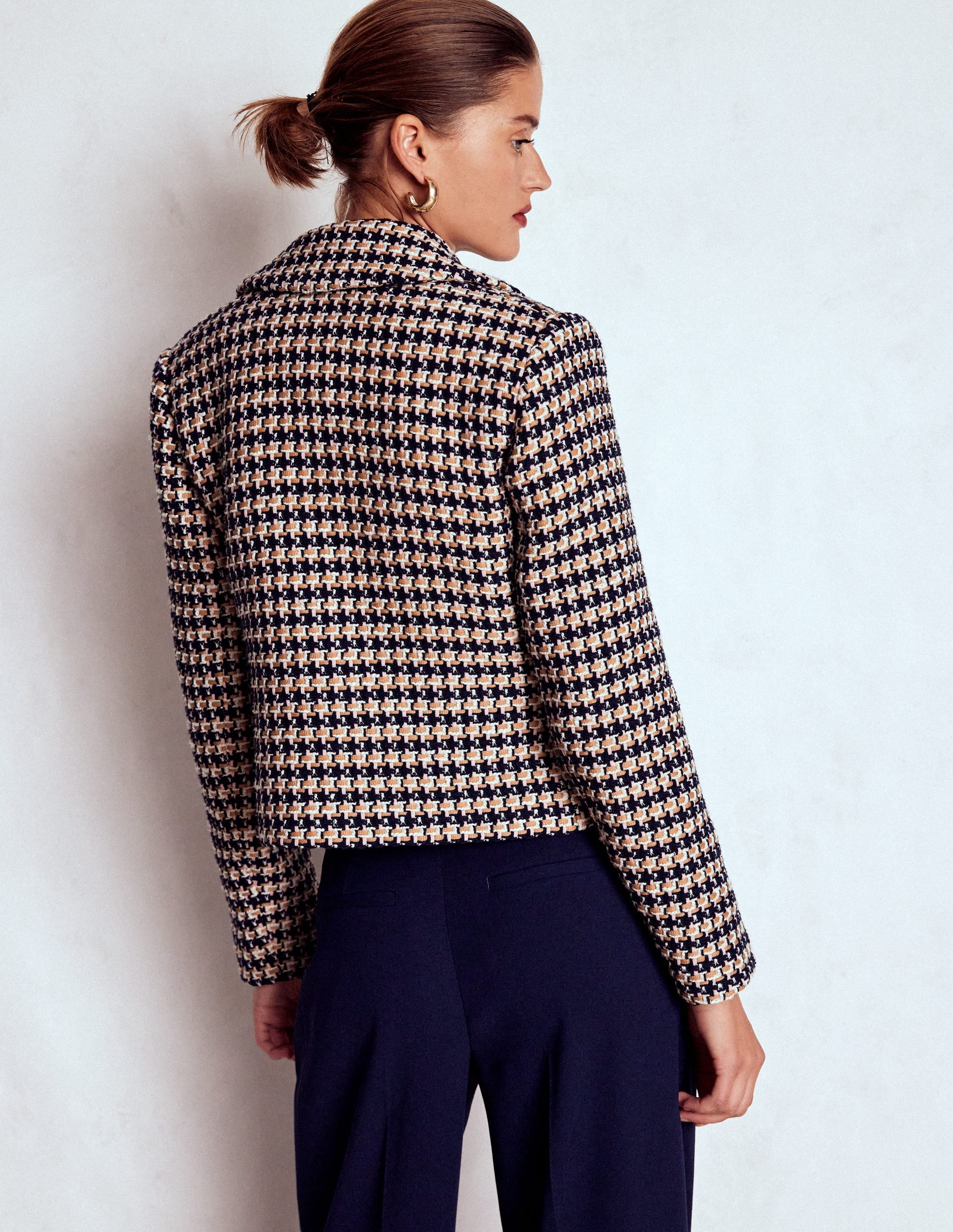 Button Up textured Jacket-CAMEL AND PINK TEXTURE - Image 3