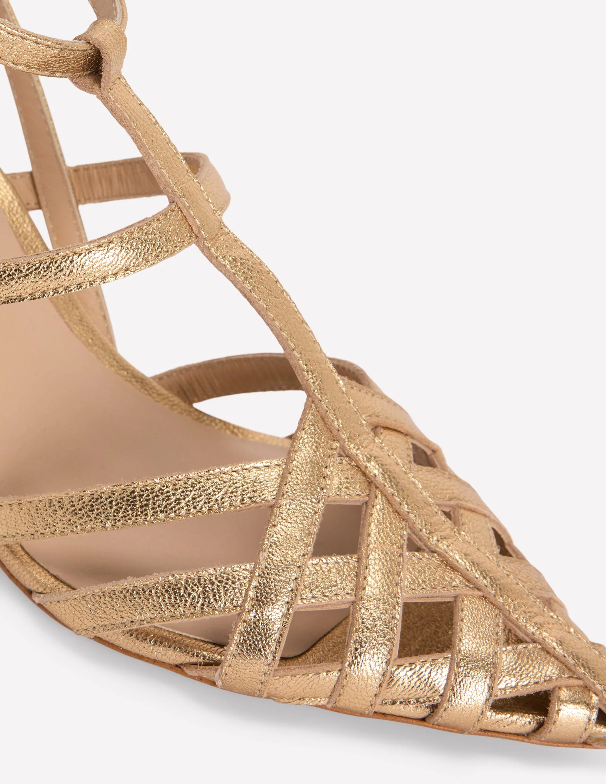 Cage Front Kitten Heels-Gold - Image 3
