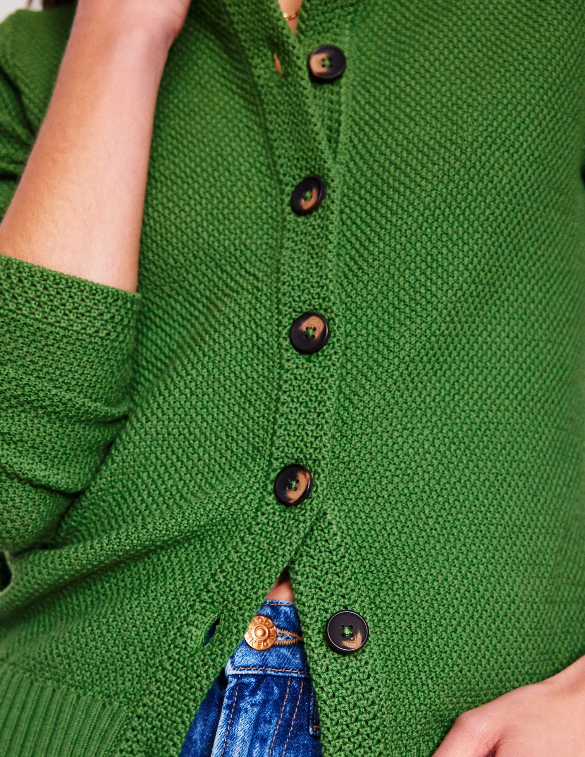Callie Crochet Trim Cardigan-Paradise Green - Image 3