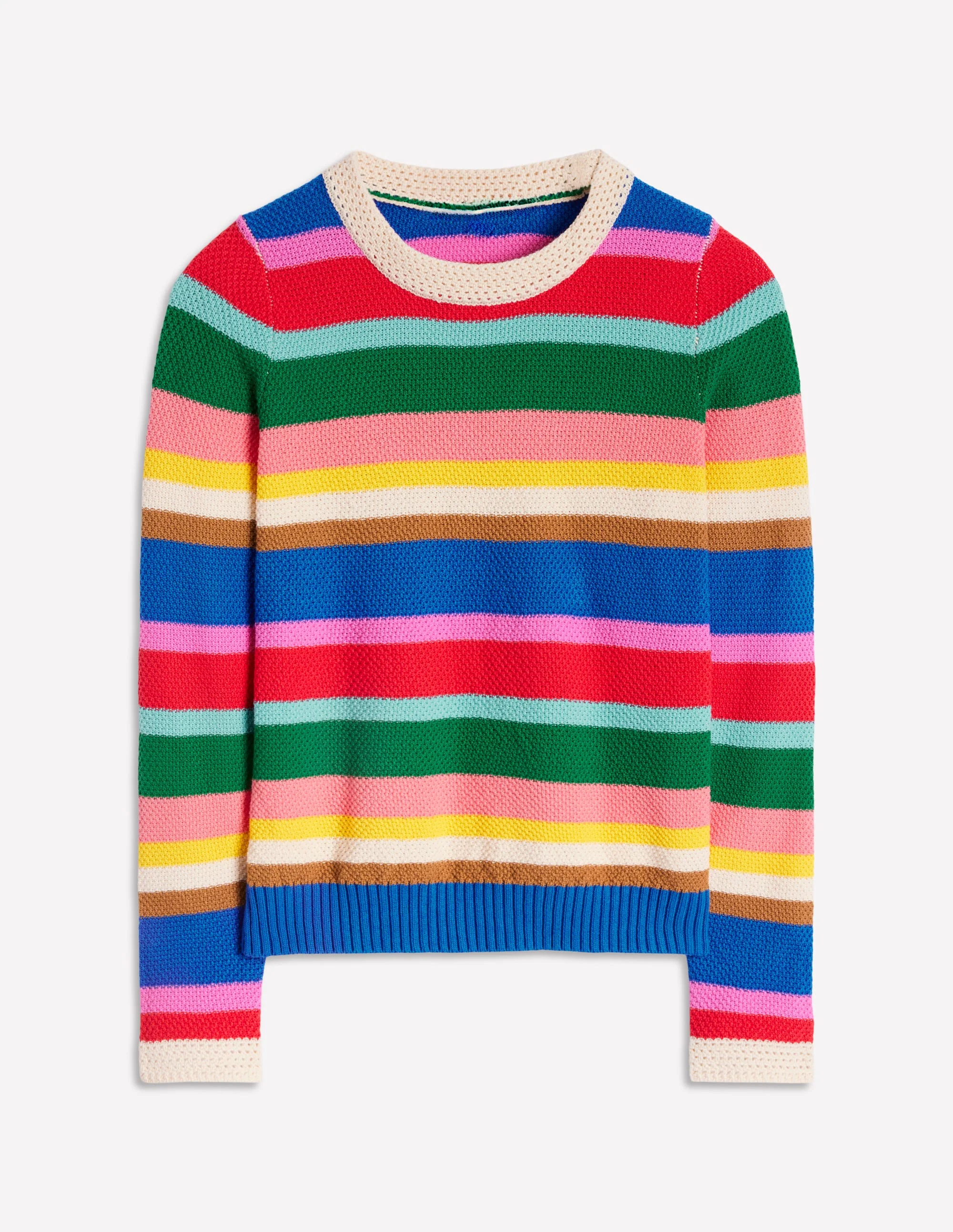 Callie Crochet Trim Jumper-Bright Rainbow Stripe Large - Image 7