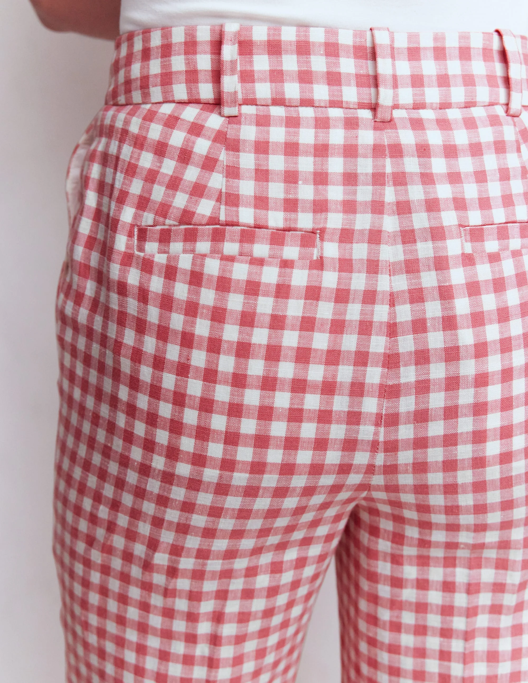 Canonbury Linen Trousers-Dusty Rose and Ivory Gingham - Image 5