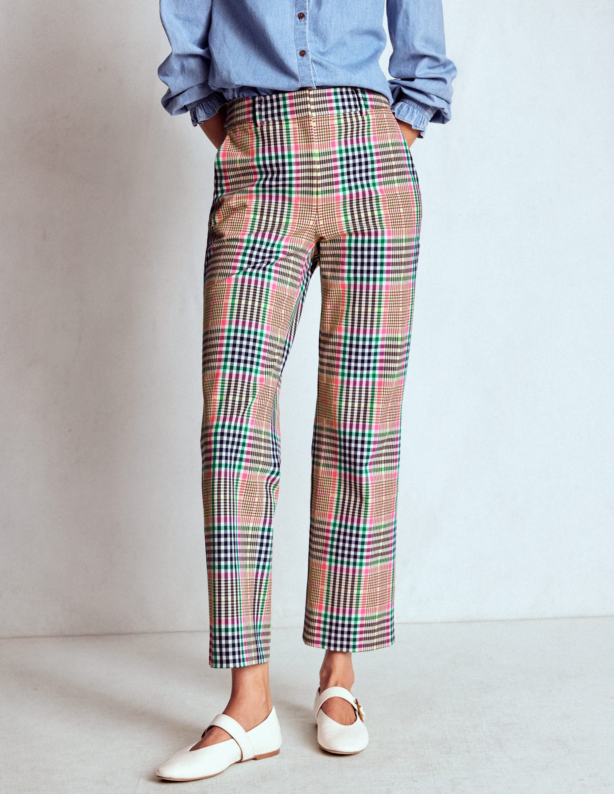 Canonbury Tailored Trousers-Brown,Rose Pink and Navy Check - Image 4