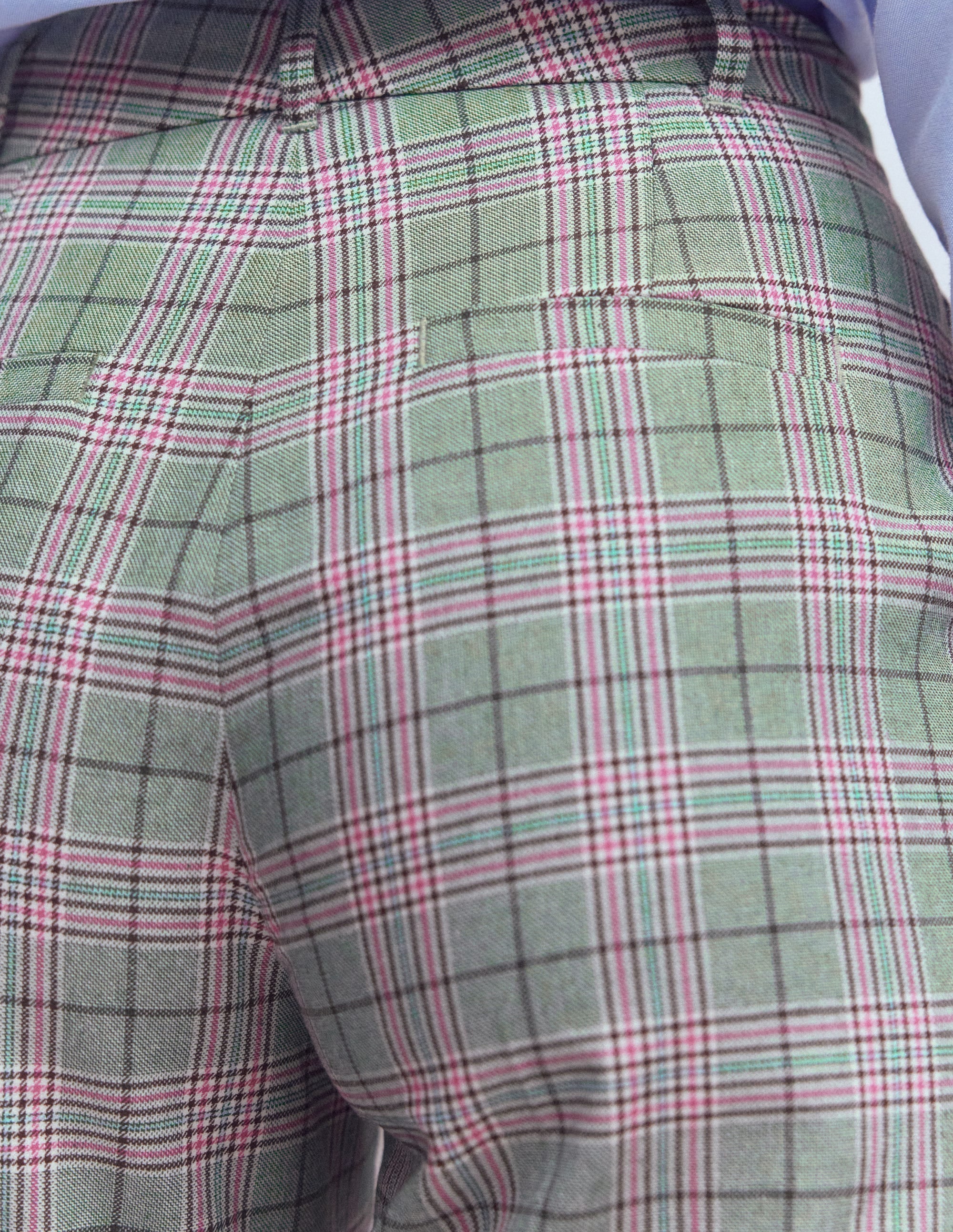 Canonbury Tailored Trousers-Green, Pink and Brown Check - Image 5