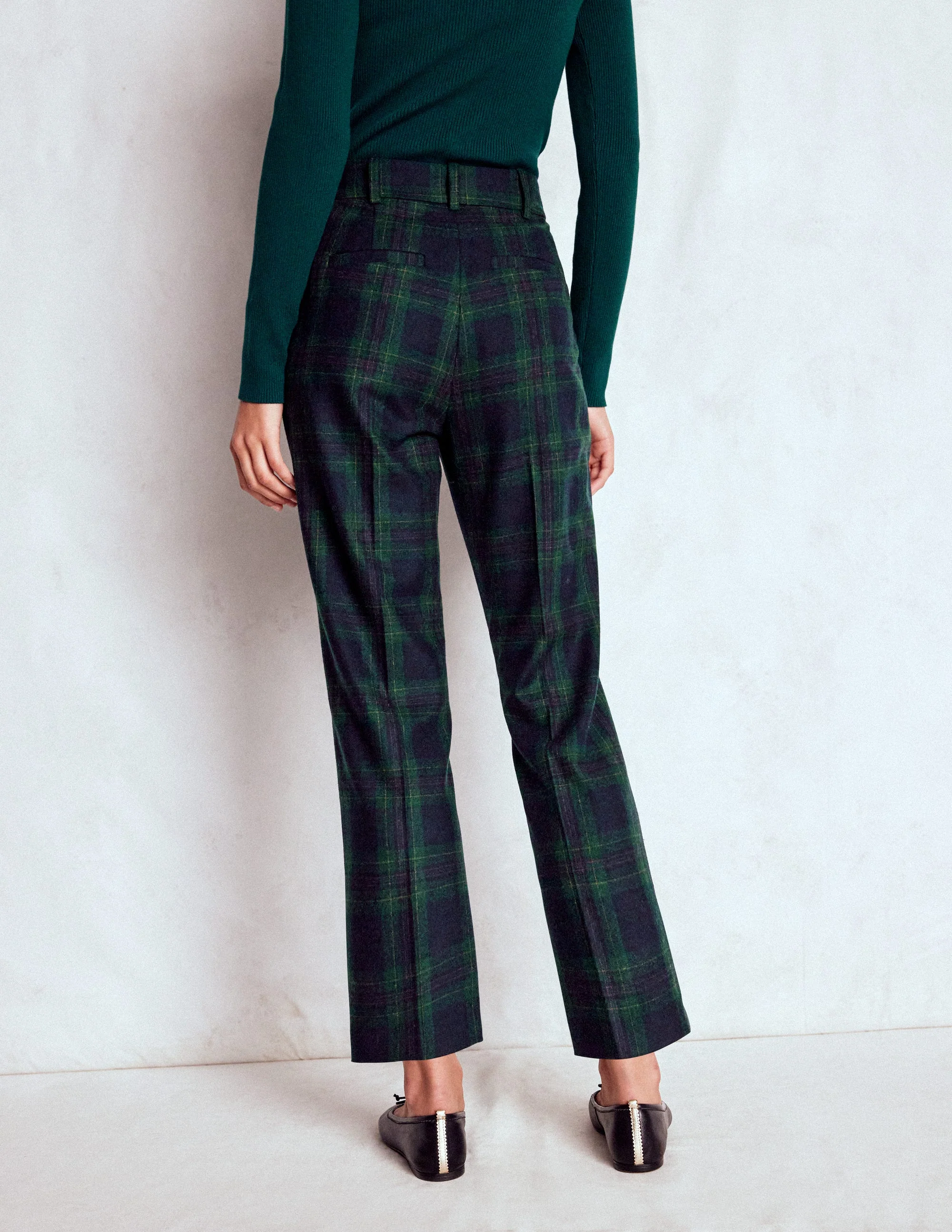 Canonbury Wool Trousers-Navy and Green Tonal Check - Image 3