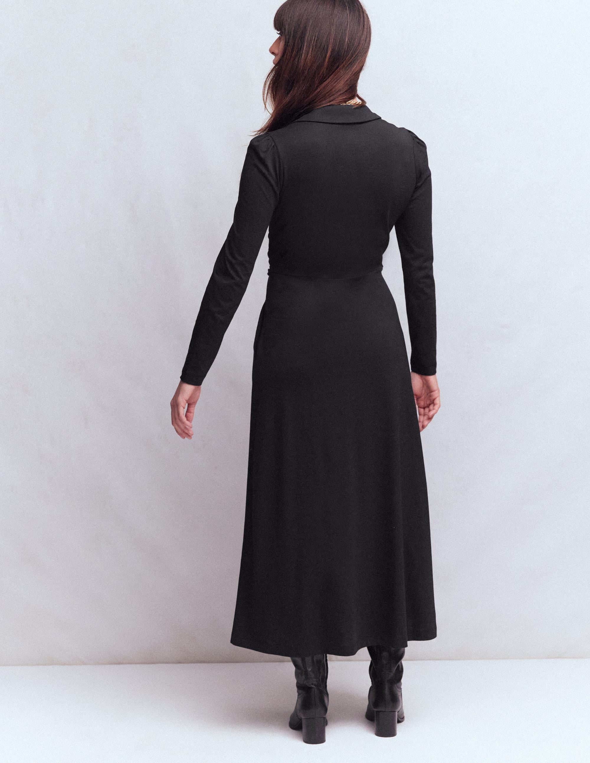 Carla Jersey Wrap Dress-Black - Image 3