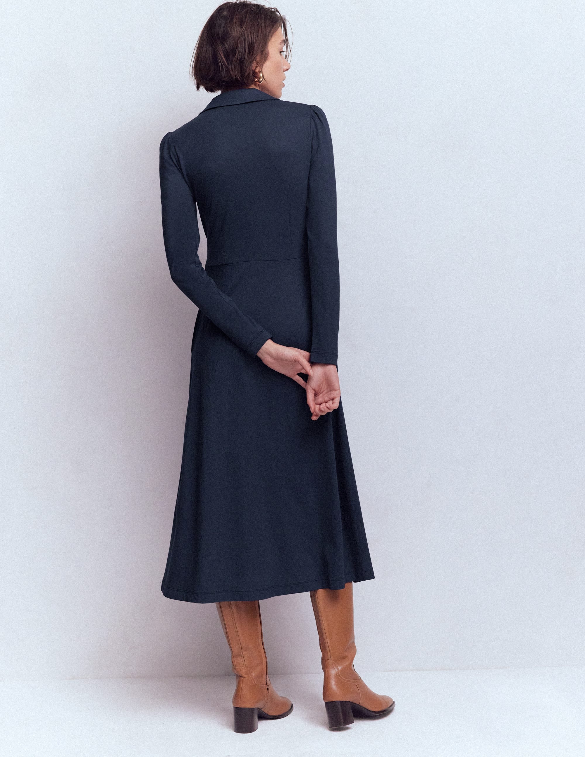 Carla Jersey Wrap Dress-Navy - Image 3
