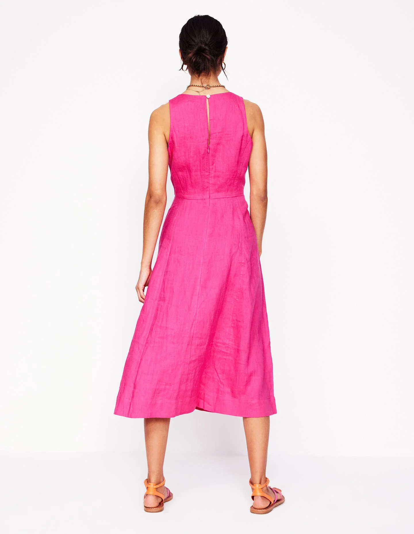 Carla Linen Midi Dress-Pink Peony - Image 4