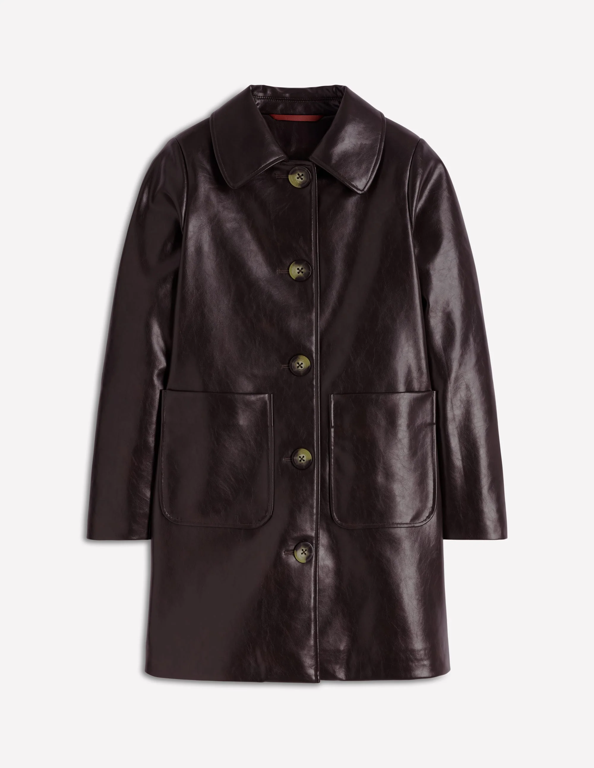 Carlisle Faux Leather Coat-Dark Cherry - Image 7