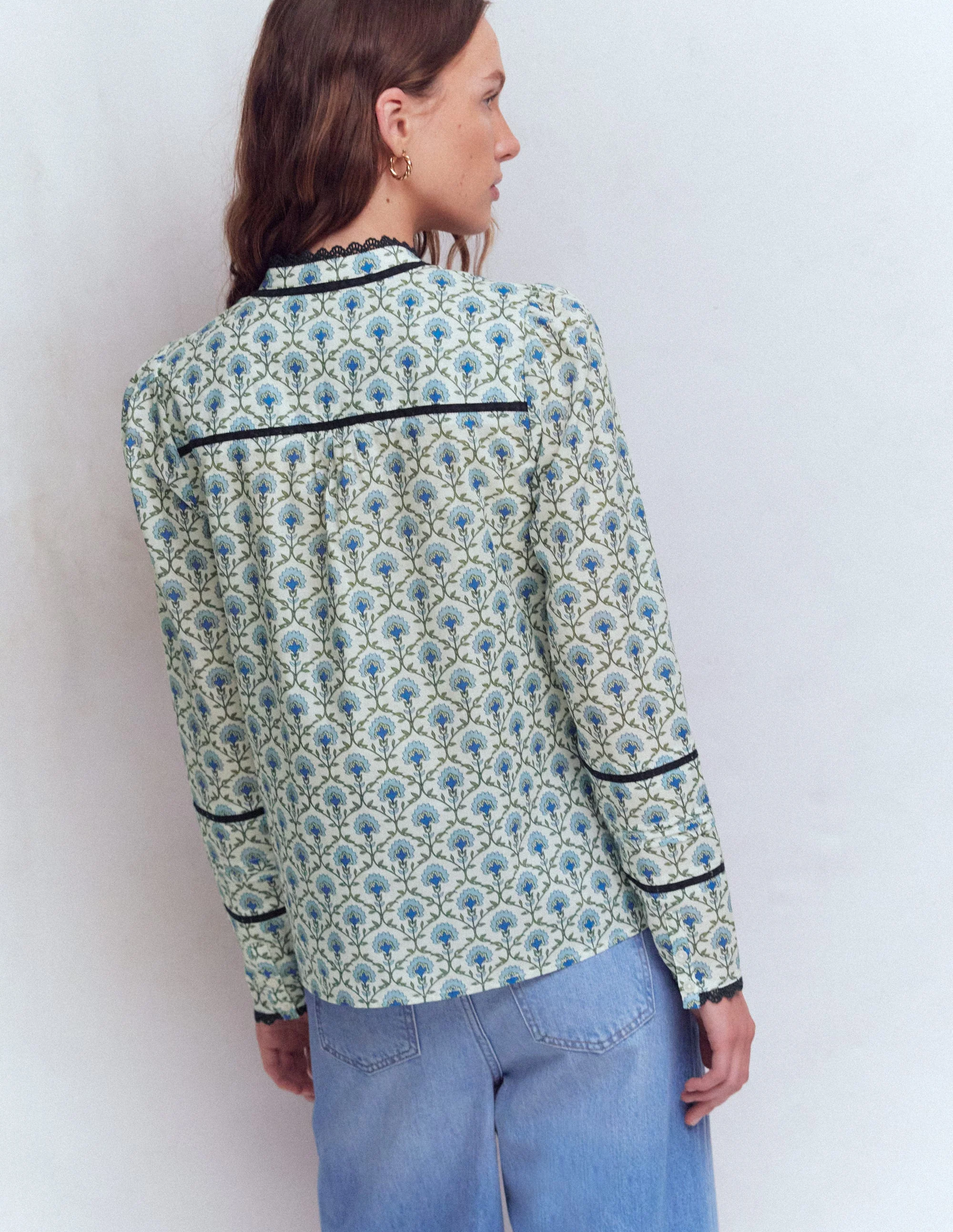 Carmen Trim Insert Top-Blue, Flower Lattice - Image 3