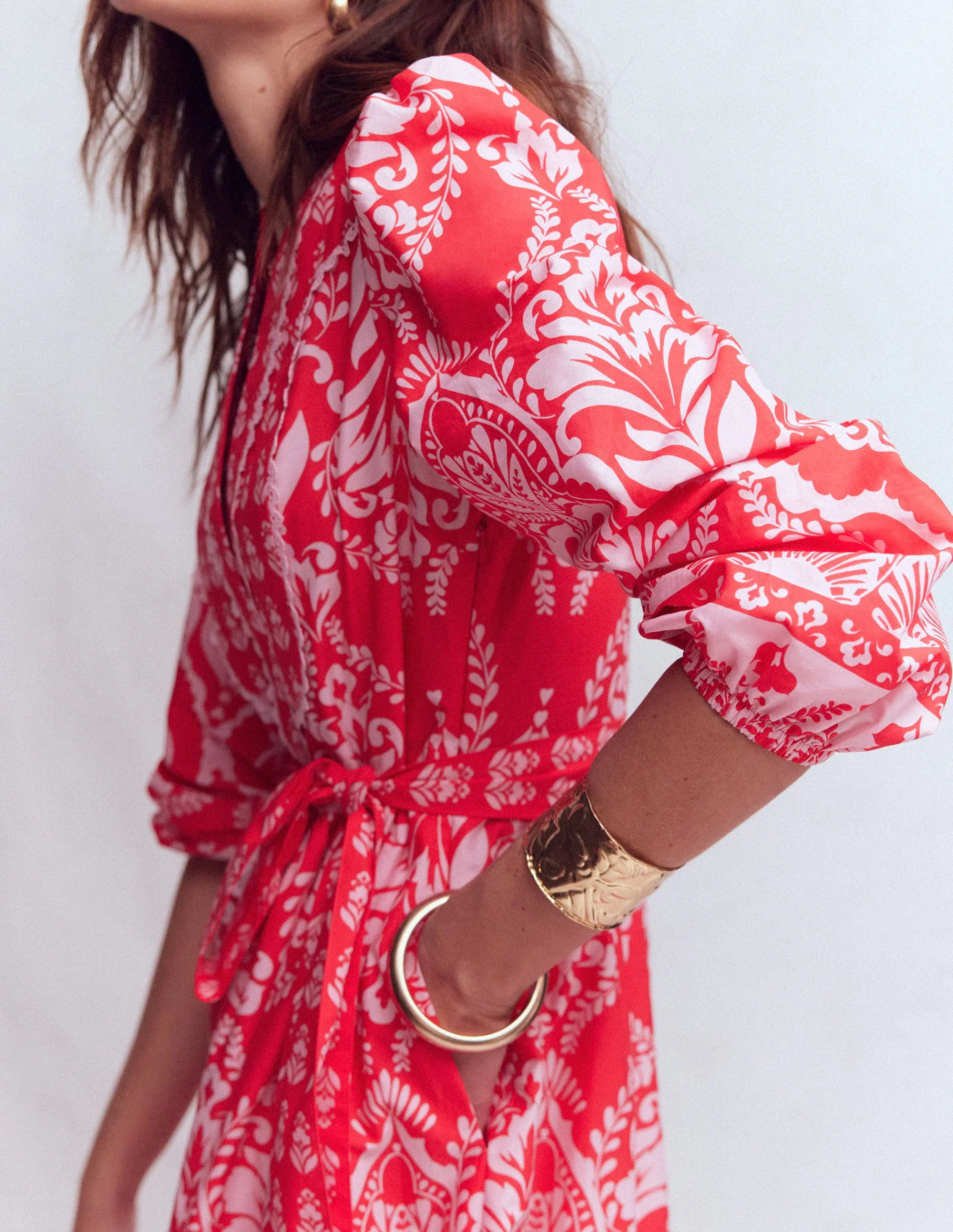 Cary Cotton Midi Dress-Red Ornamental Garden Mono - Image 2