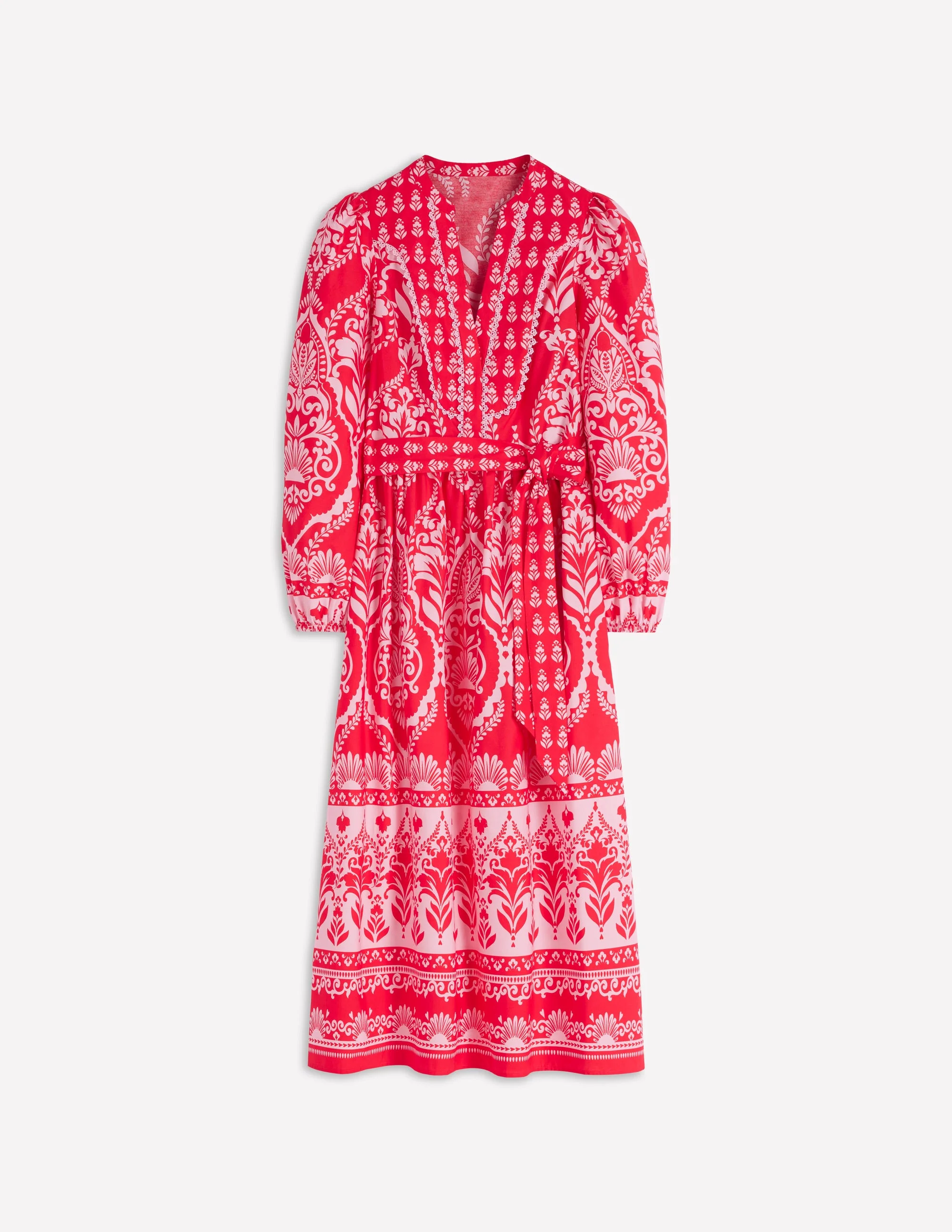 Cary Cotton Midi Dress-Red Ornamental Garden Mono - Image 6