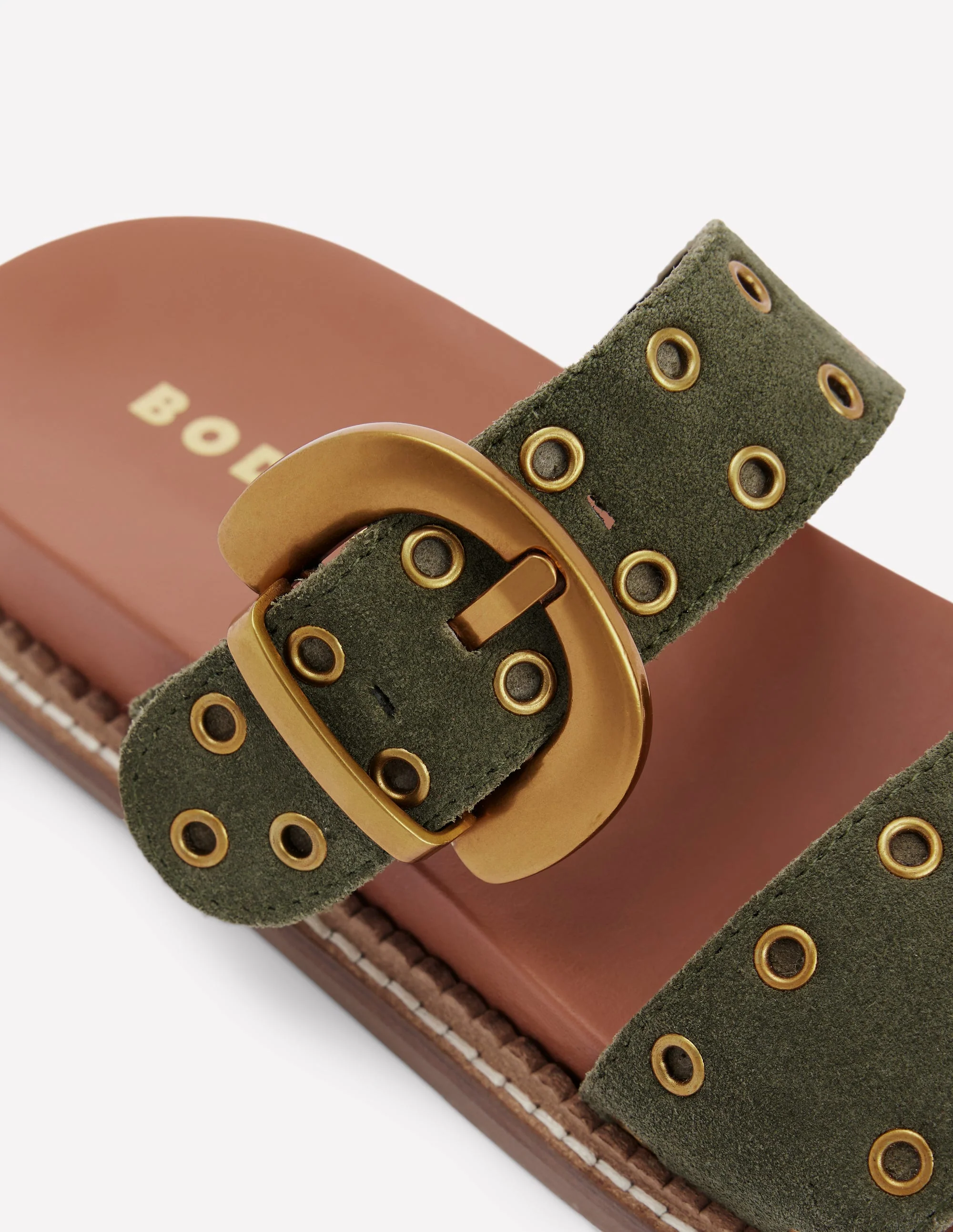 Caryl Double Strap Sandals-Deep Olive - Image 4