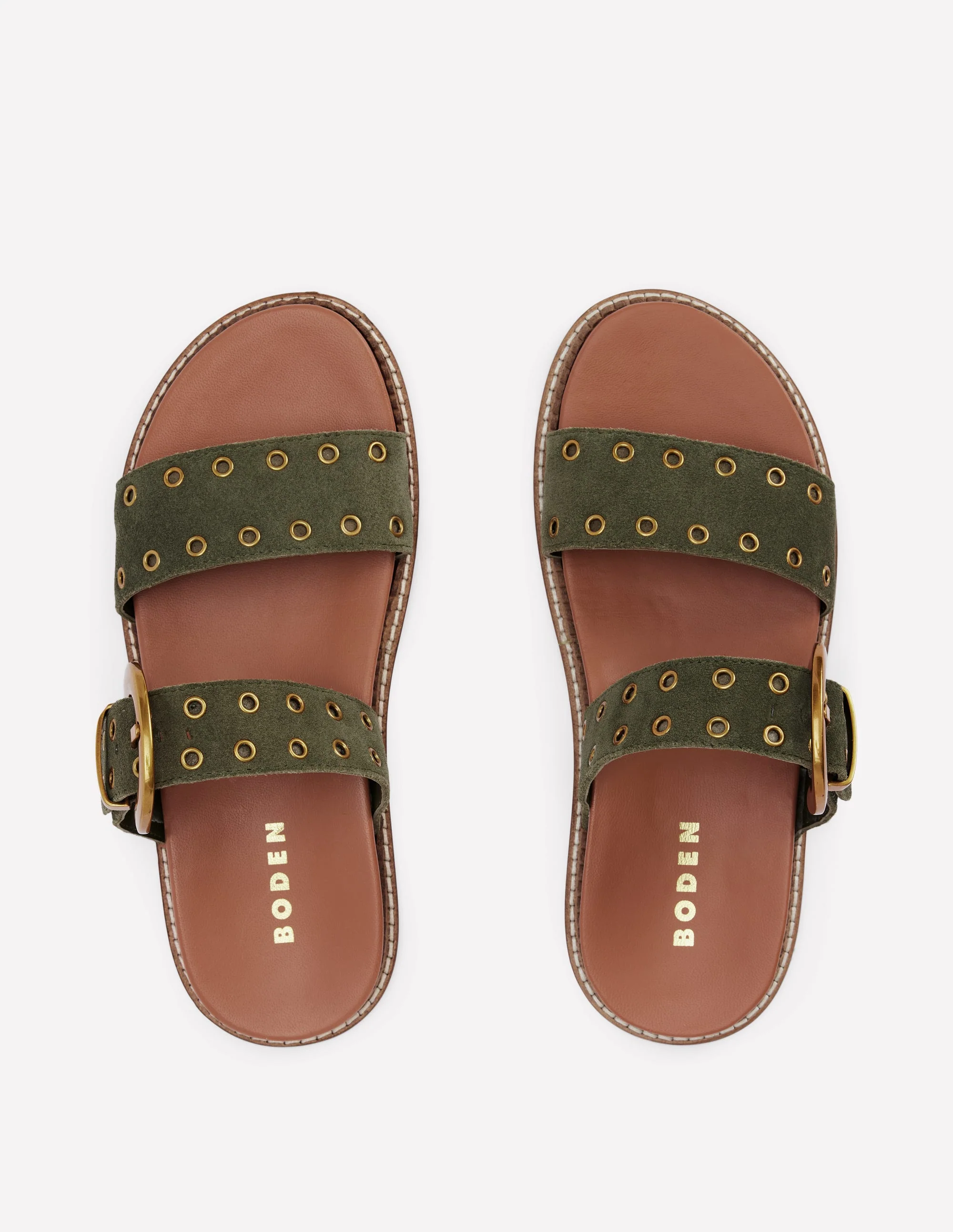 Caryl Double Strap Sandals-Deep Olive - Image 5