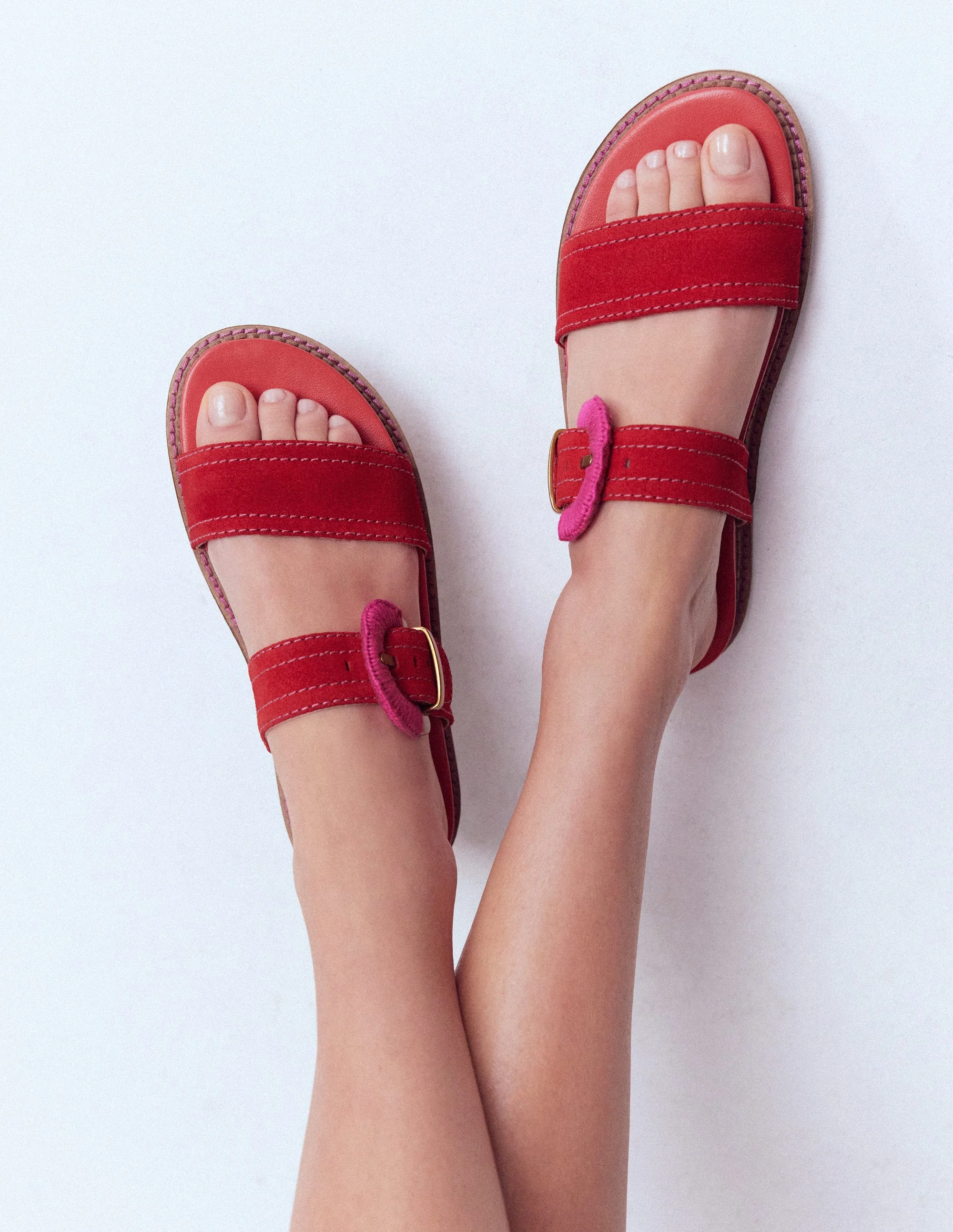 Caryl Double Strap Sandals-Post Box Red - Image 4