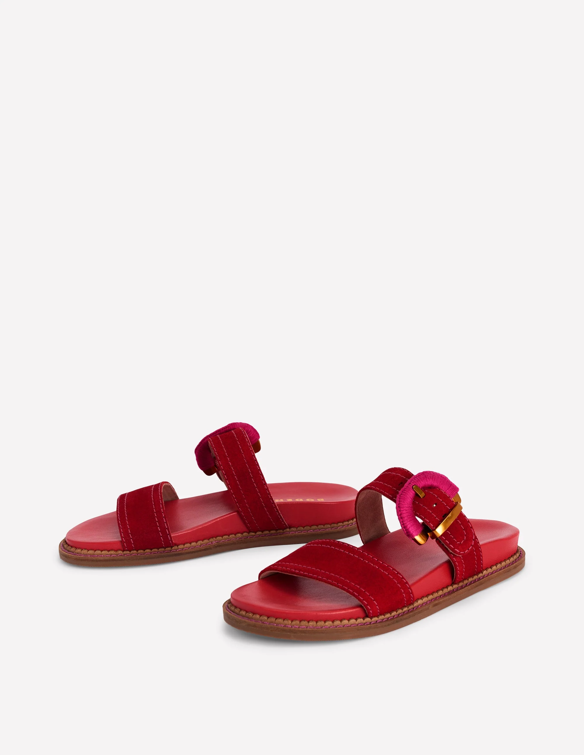 Caryl Double Strap Sandals-Post Box Red - Image 5